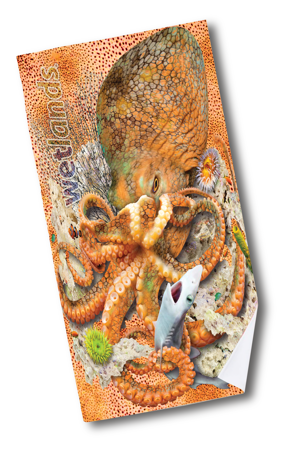 Orange Octopus - Quick-Drying Beach Towel Made from Ultra Soft Low Spin Polyester (35"x60" dimensions) MADE IN USA.