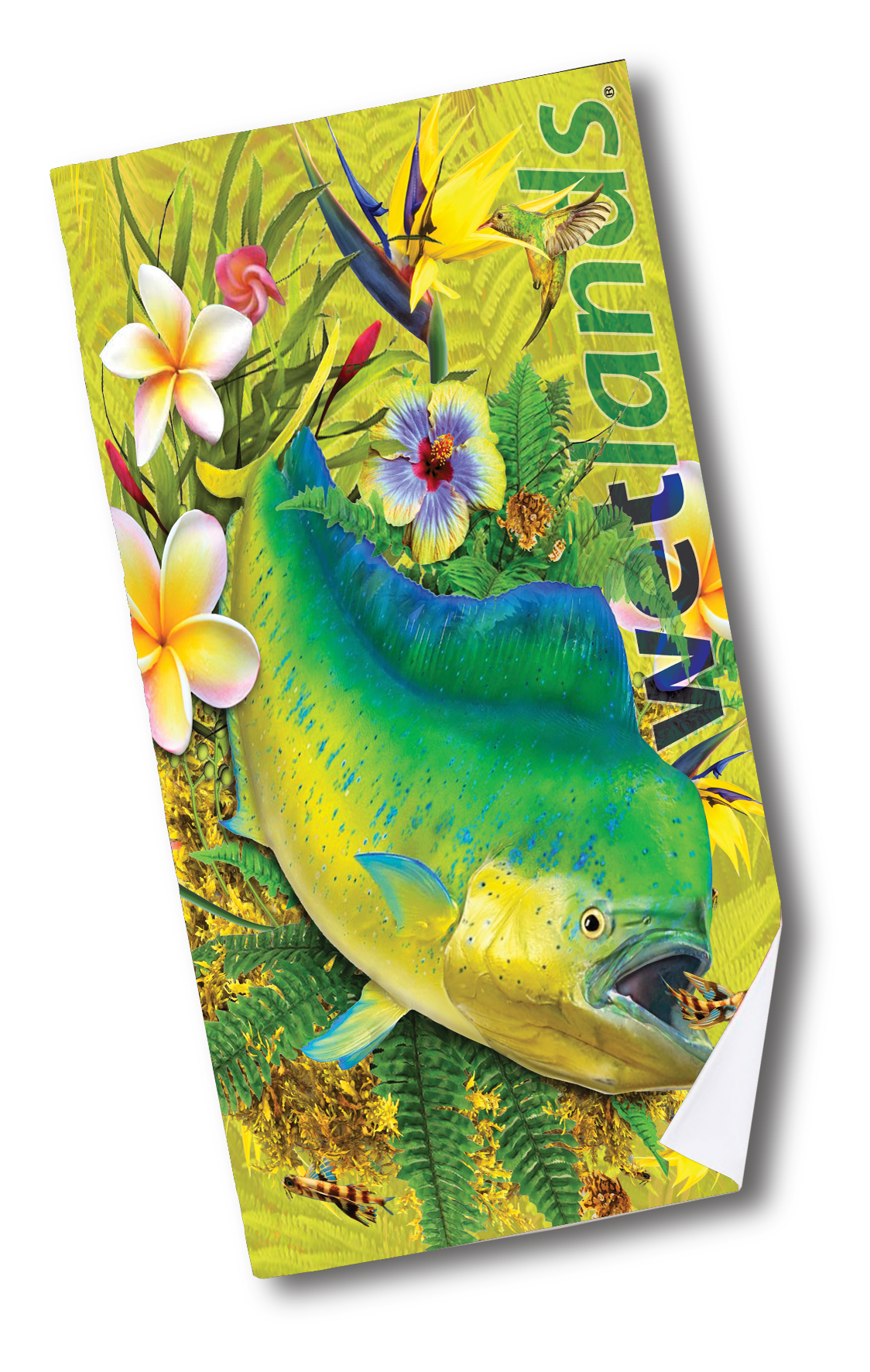 Tropical Mahi Mahi - Quick-Drying Beach Towel Made from Ultra Soft Low Spin Polyester (35"x60" dimensions) MADE IN USA.