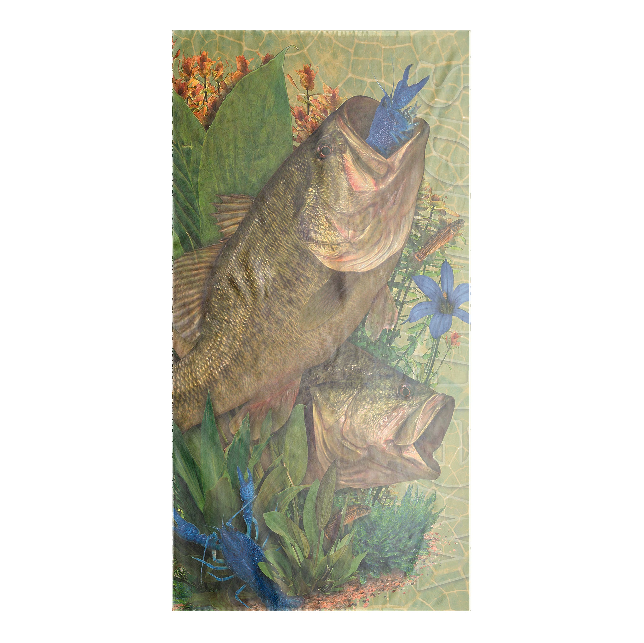 Blue Crayfish and Bass - Beach Towel-35x60