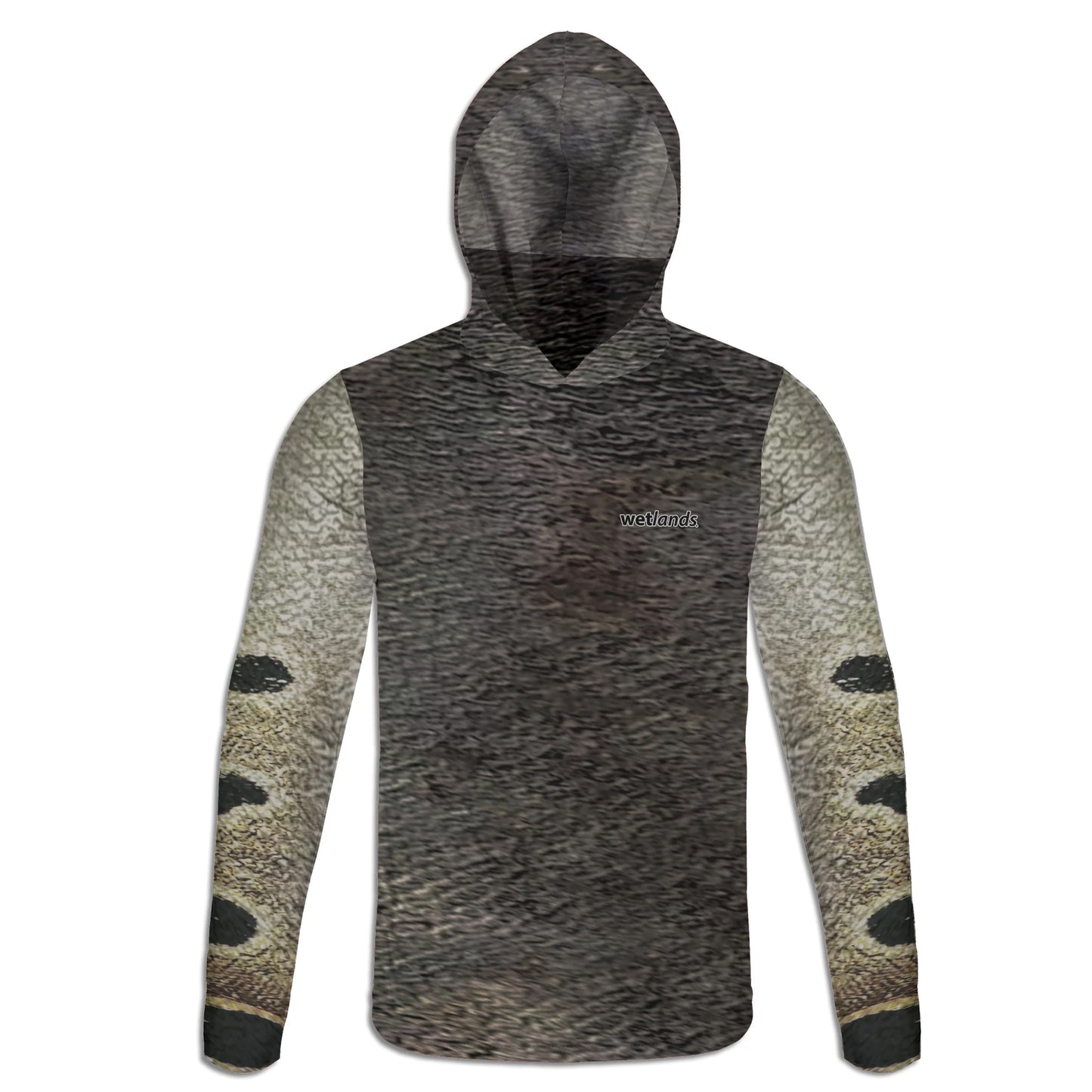 Clown Knife and Grass Shrimp - Unisex Long Sleeve Sun Proof Performance Fishing Top with built in Hoodie and Gaiter (short sleeve option also available)