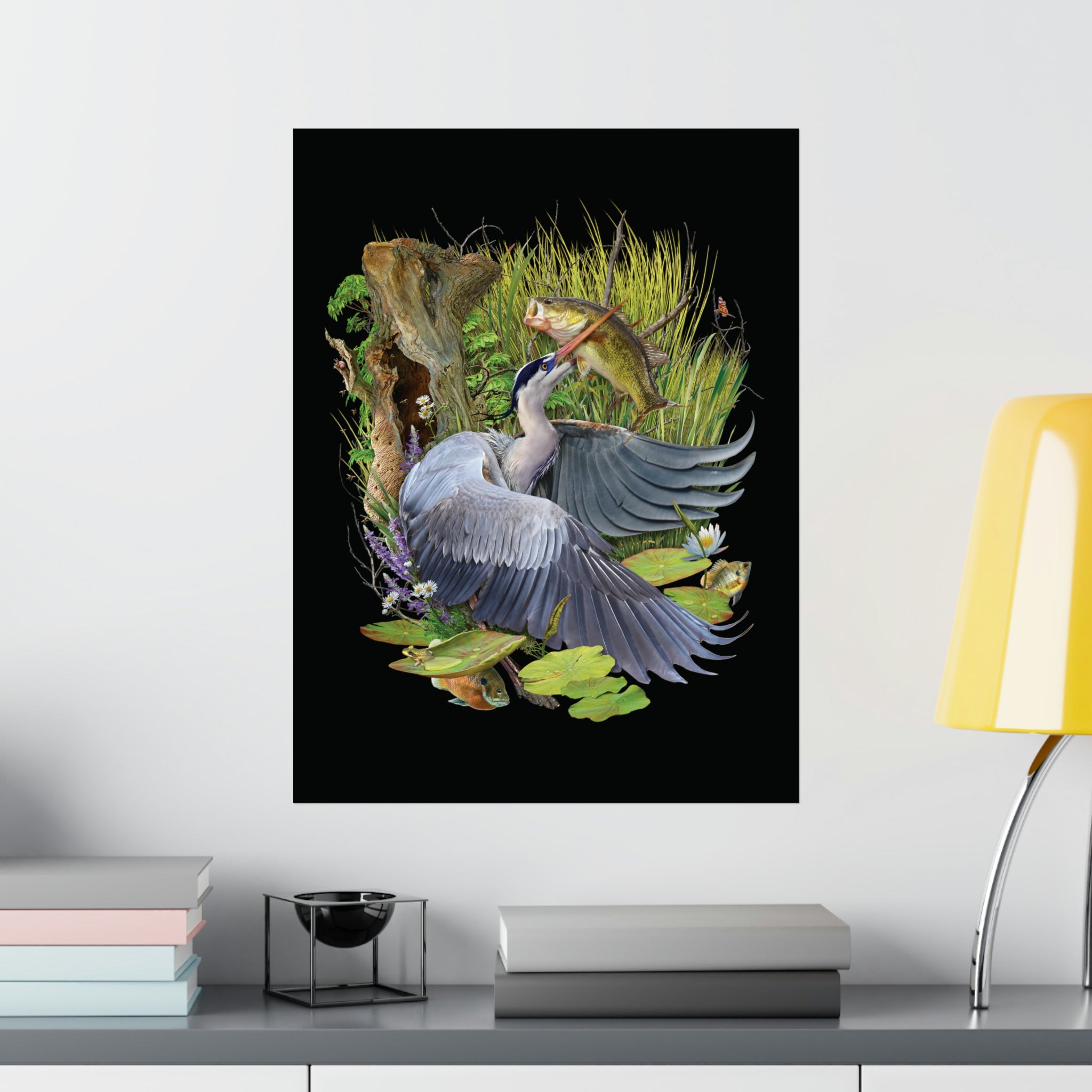 Great Blue Heron Poster Wetlands Performance Apparel