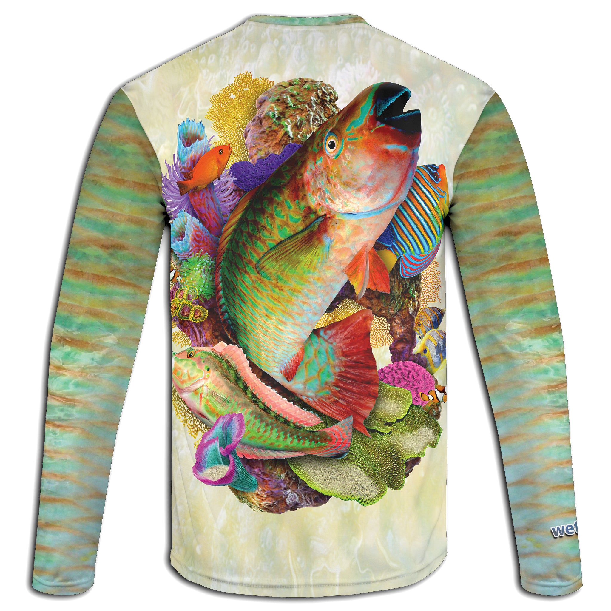 Parrotfish And Wrasse - Unisex Sun Proof Long Sleeve or Short Sleeve Performance Fishing Top 100% AMERICAN MADE