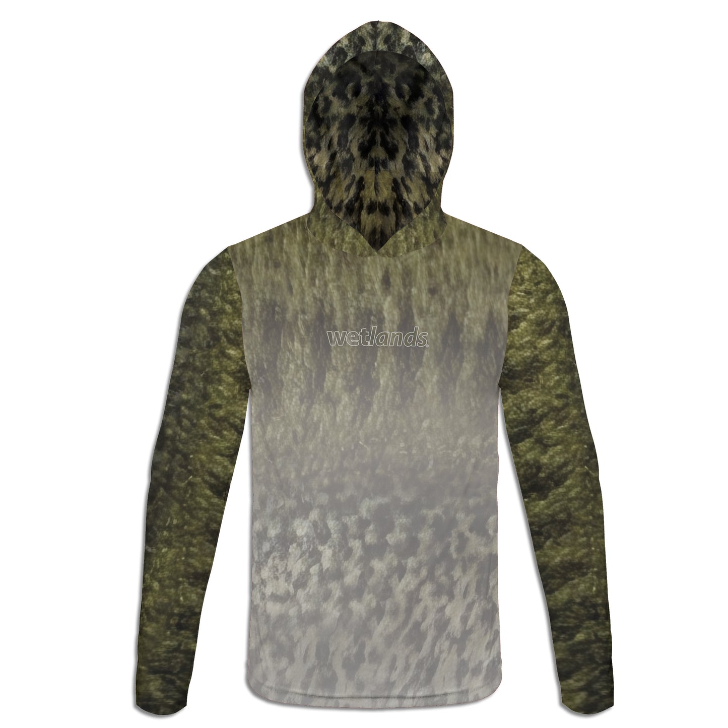 Bass and Black Crappie - Unisex Long Sleeve Sun Proof Performance Fishing Top with built in Hoodie and Gaiter (short sleeve option also available)