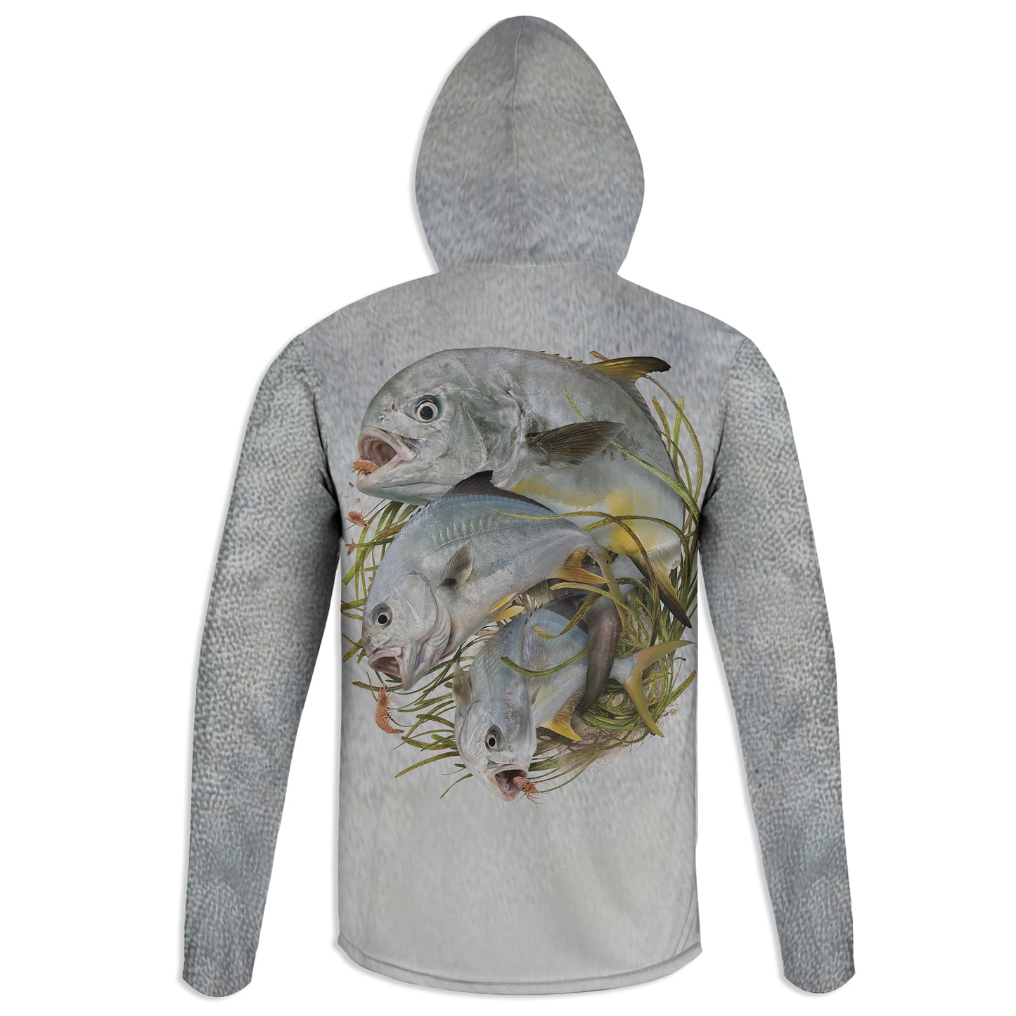 Permit and Pompano - Unisex Long Sleeve Sun Proof Performance Fishing Top with built in Hoodie and Gaiter (short sleeve option also available)