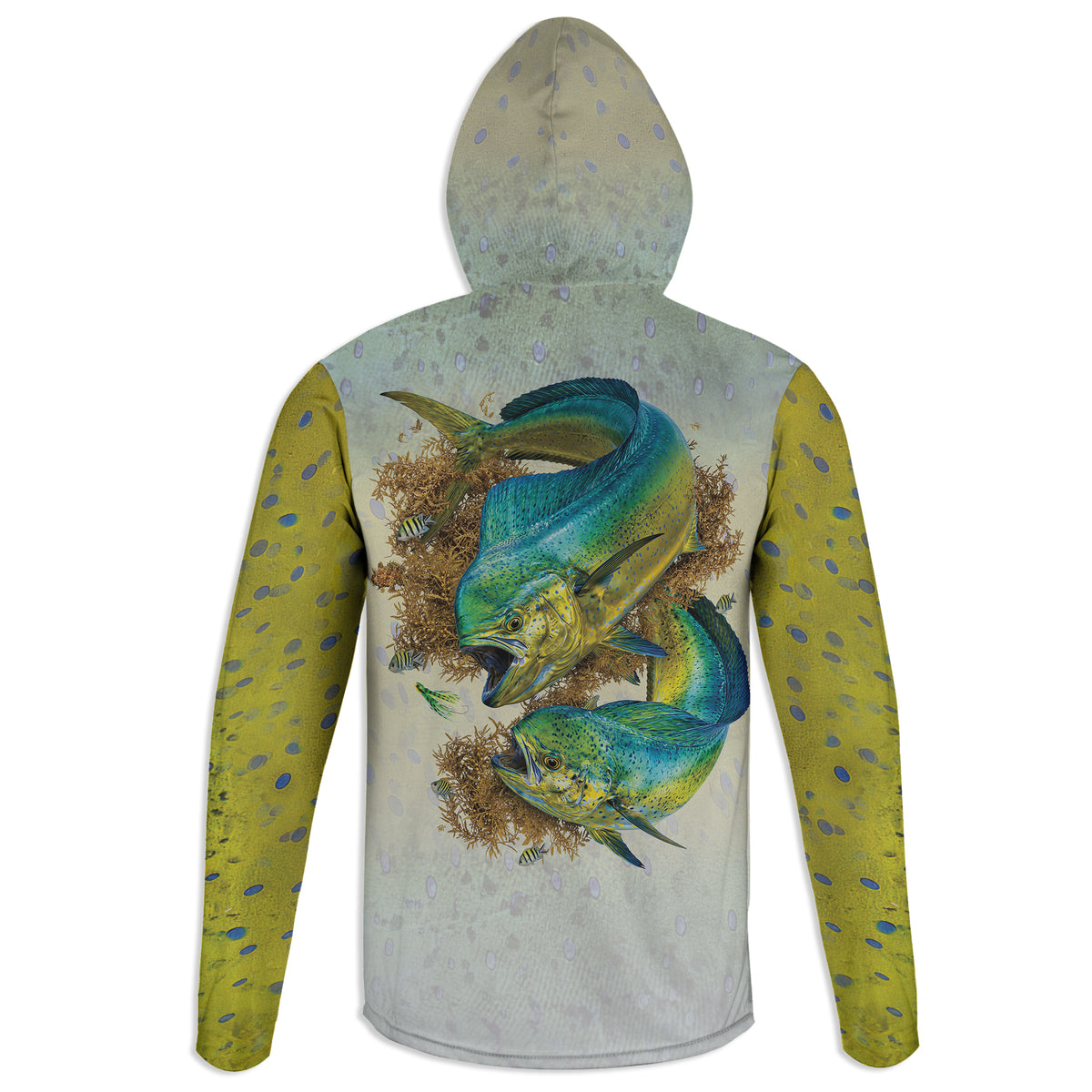 Mahi Strike - Unisex Long Sleeve Sun Proof Performance Fishing Top with built in Hoodie and Gaiter (short sleeve option also available)