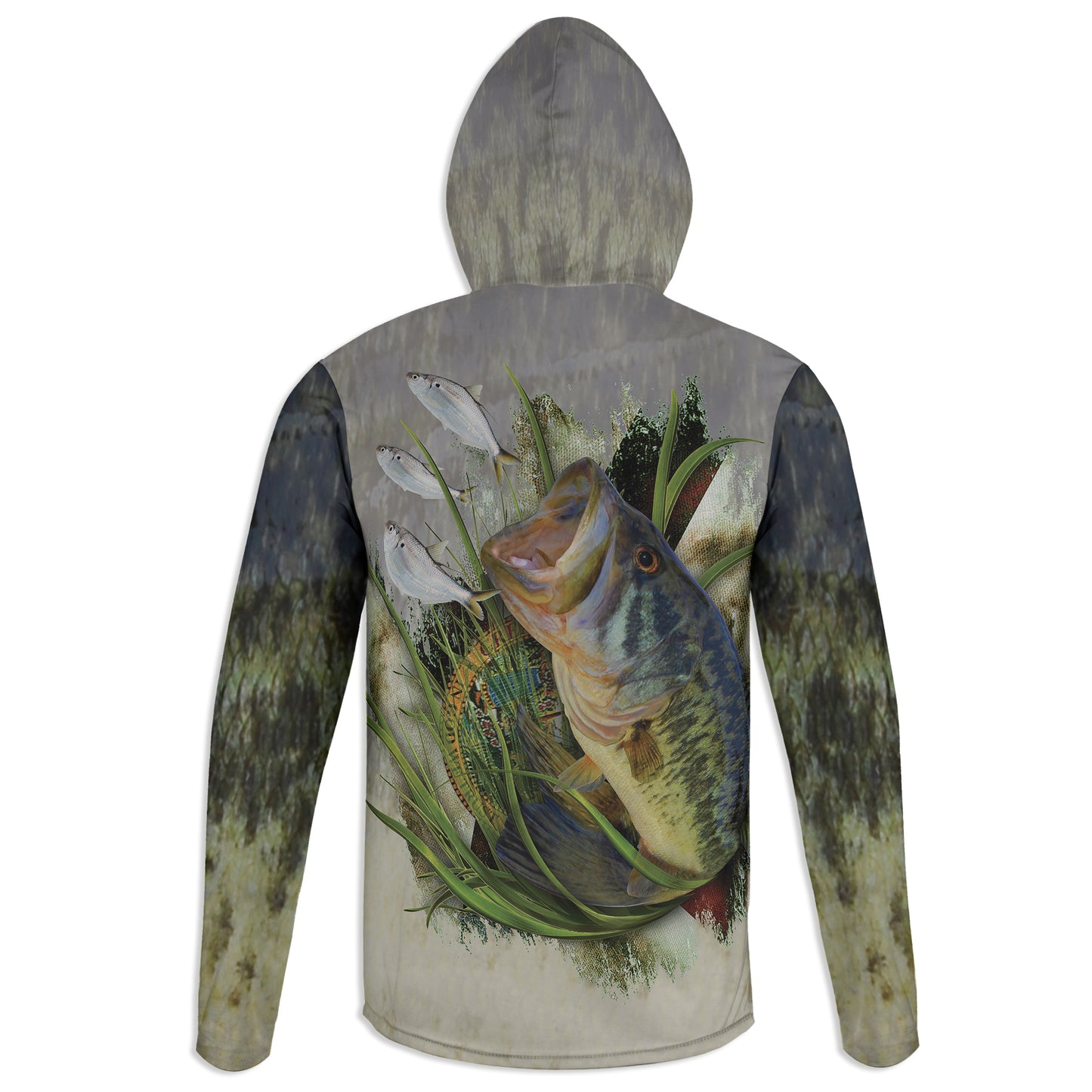 Florida Largemouth - Unisex Long Sleeve Sun Proof Performance Fishing Top with built in Hoodie and Gaiter (short sleeve option also available)