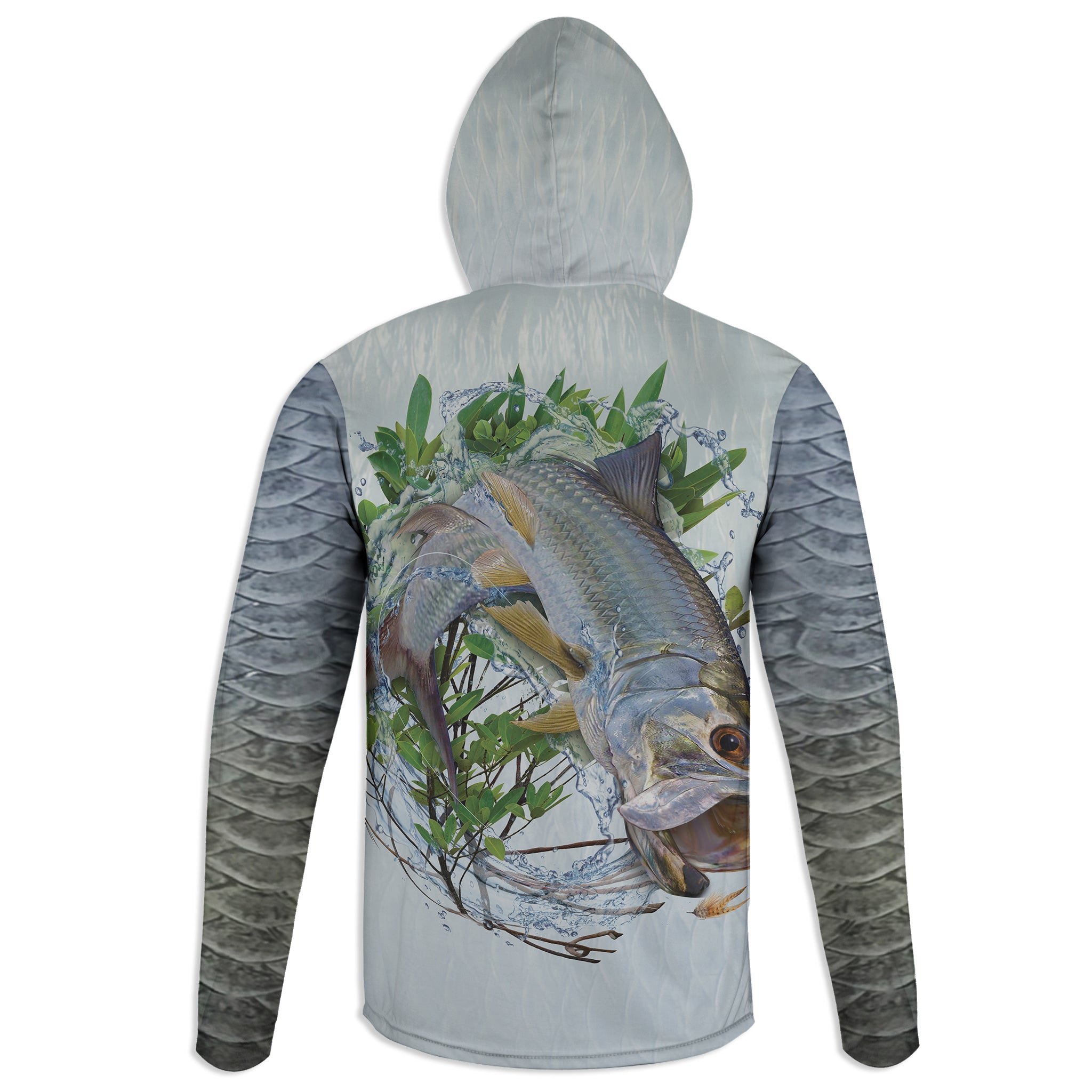 Tarpon and Fly - Unisex Long Sleeve Sun Proof Performance Fishing Top with built in Hoodie and Gaiter (short sleeve option also available)