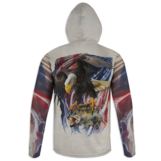 Old Glory - Unisex Long Sleeve Sun Proof Performance Fishing Top with built in Hoodie and Gaiter (short sleeve option also available)