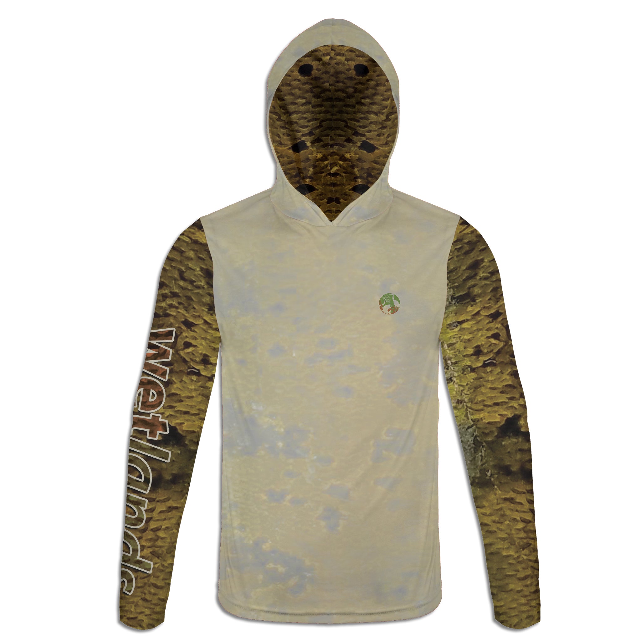 Butterfly Peacock - Unisex Long Sleeve Sun Proof Performance Fishing Top with built in Hoodie and Gaiter (short sleeve option also available)