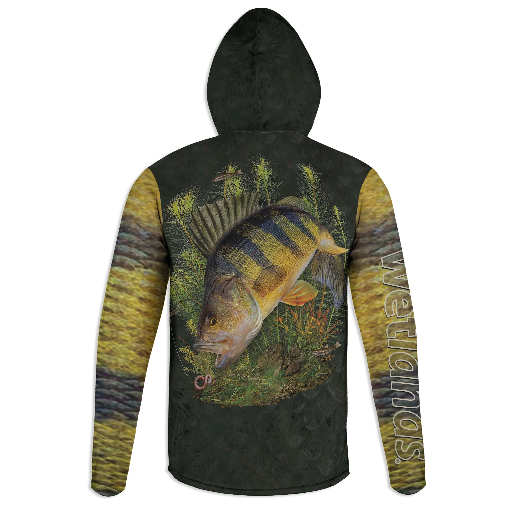 Winter Perch - Unisex Long Sleeve Sun Proof Performance Fishing Top with built in Hoodie and Gaiter (short sleeve option also available)