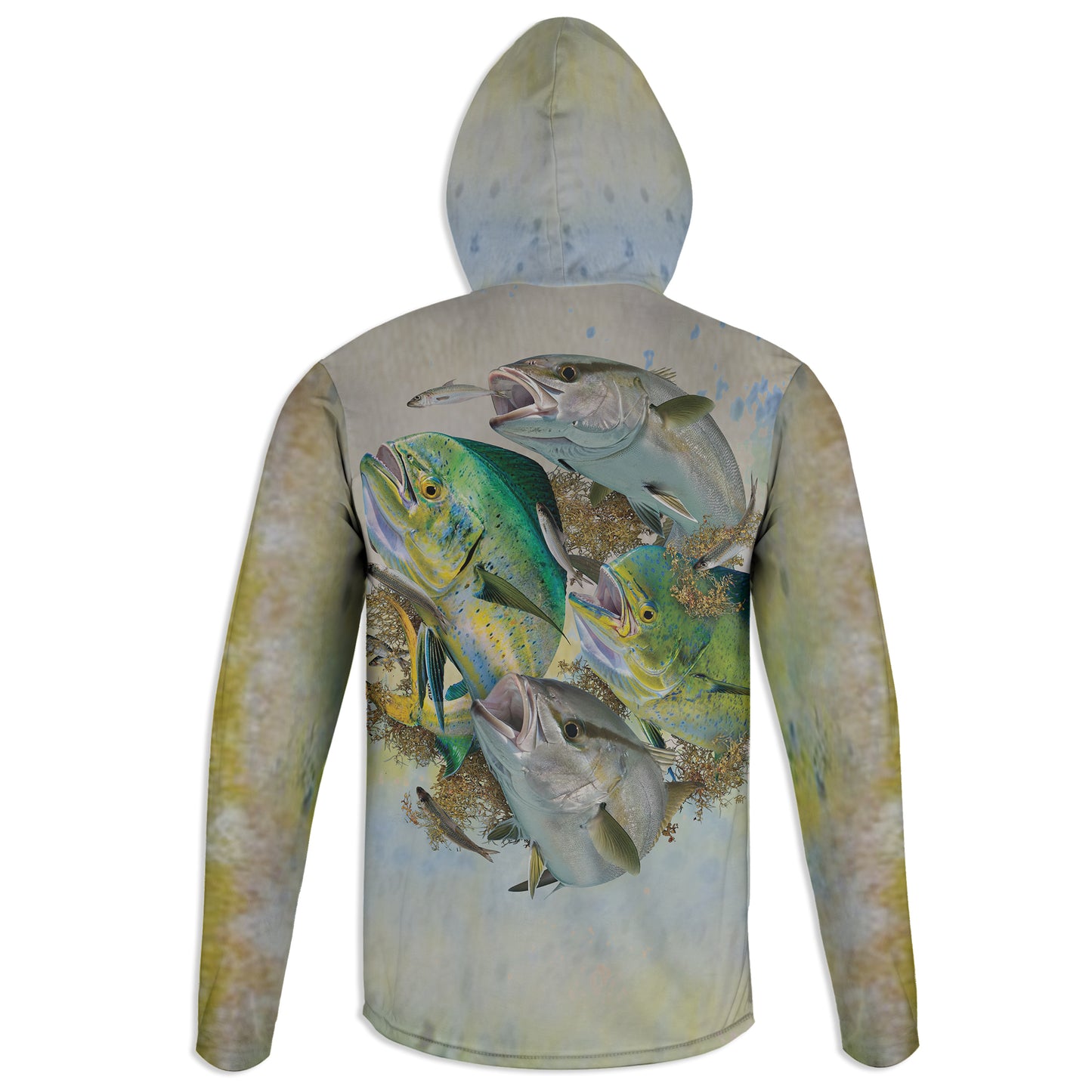 Almaco and Mahi - Unisex Long Sleeve Sun Proof Performance Fishing Top with built in Hoodie and Gaiter (short sleeve option also available)