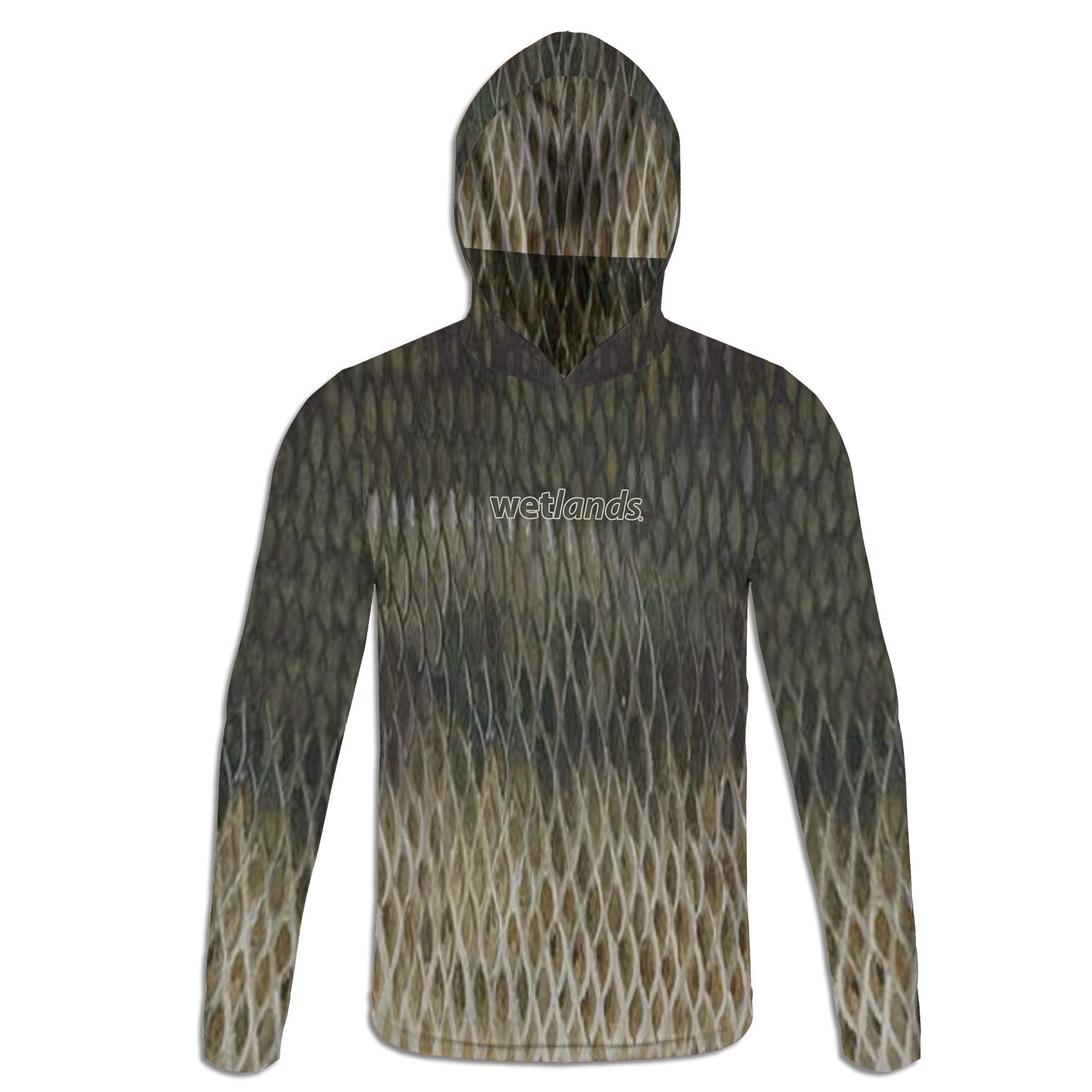 Bass and Cichlid  - Unisex Long Sleeve Sun Proof Performance Fishing Top with built in Hoodie and Gaiter (short sleeve option also available)