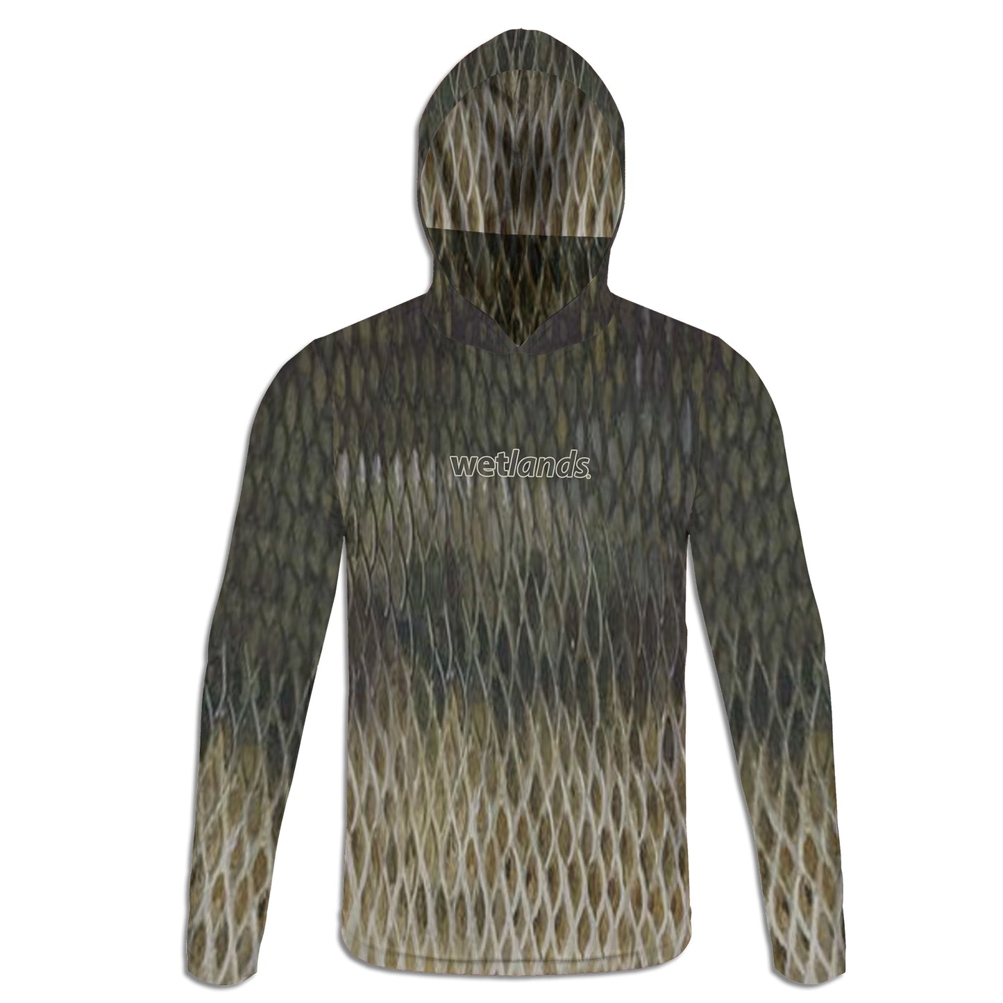 Bass and Cichlid  - Unisex Long Sleeve Sun Proof Performance Fishing Top with built in Hoodie and Gaiter (short sleeve option also available)