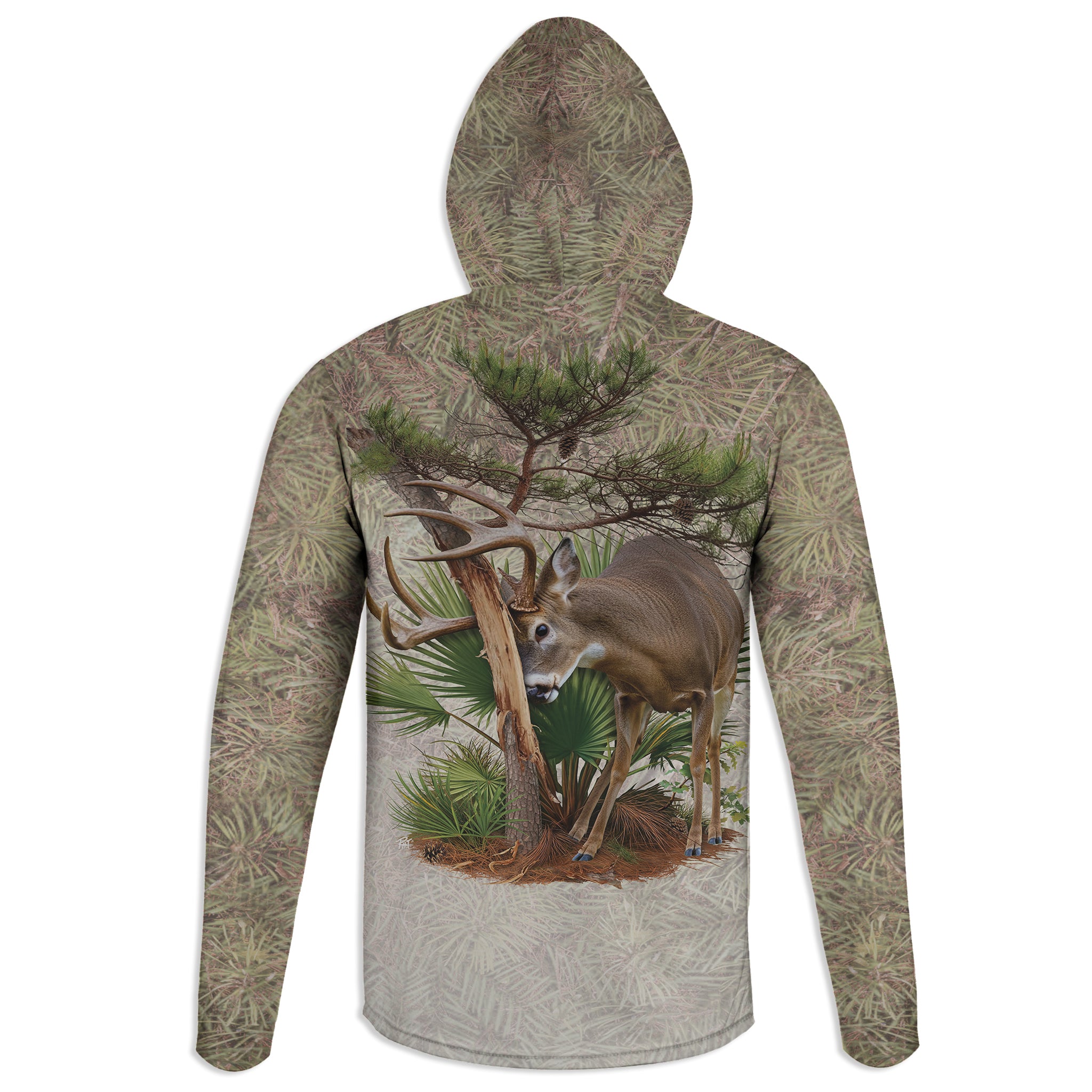 Buck Rub - Unisex Long Sleeve Sun Proof Performance Fishing Top with built in Hoodie (short sleeve option also available)