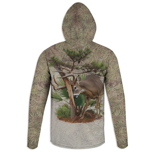Buck Rub - Unisex Long Sleeve Sun Proof Performance Fishing Top with built in Hoodie (short sleeve option also available)