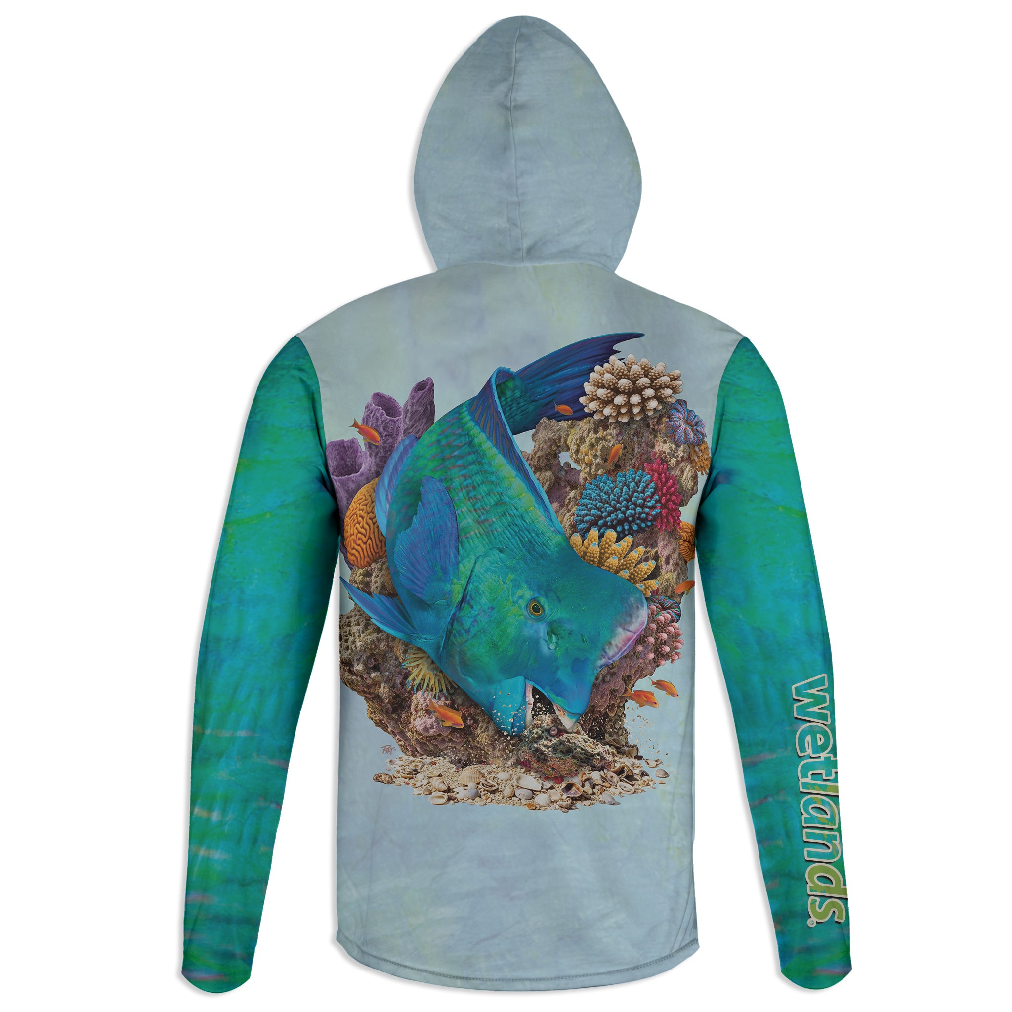 Bumphead Parrotfish - Unisex Long Sleeve Sun Proof Performance Fishing Top with built in Hoodie and Gaiter (short sleeve option also available)