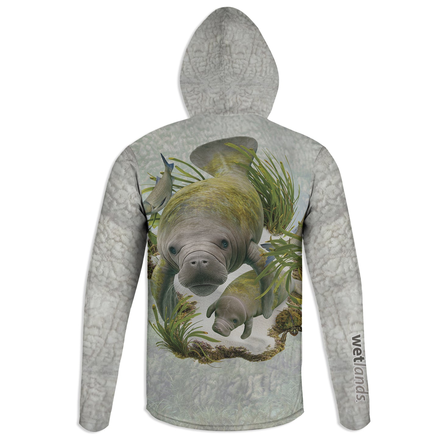 Florida Manatees - Unisex Long Sleeve Sun Proof Performance Fishing Top with built in Hoodie and Gaiter (short sleeve option also available)