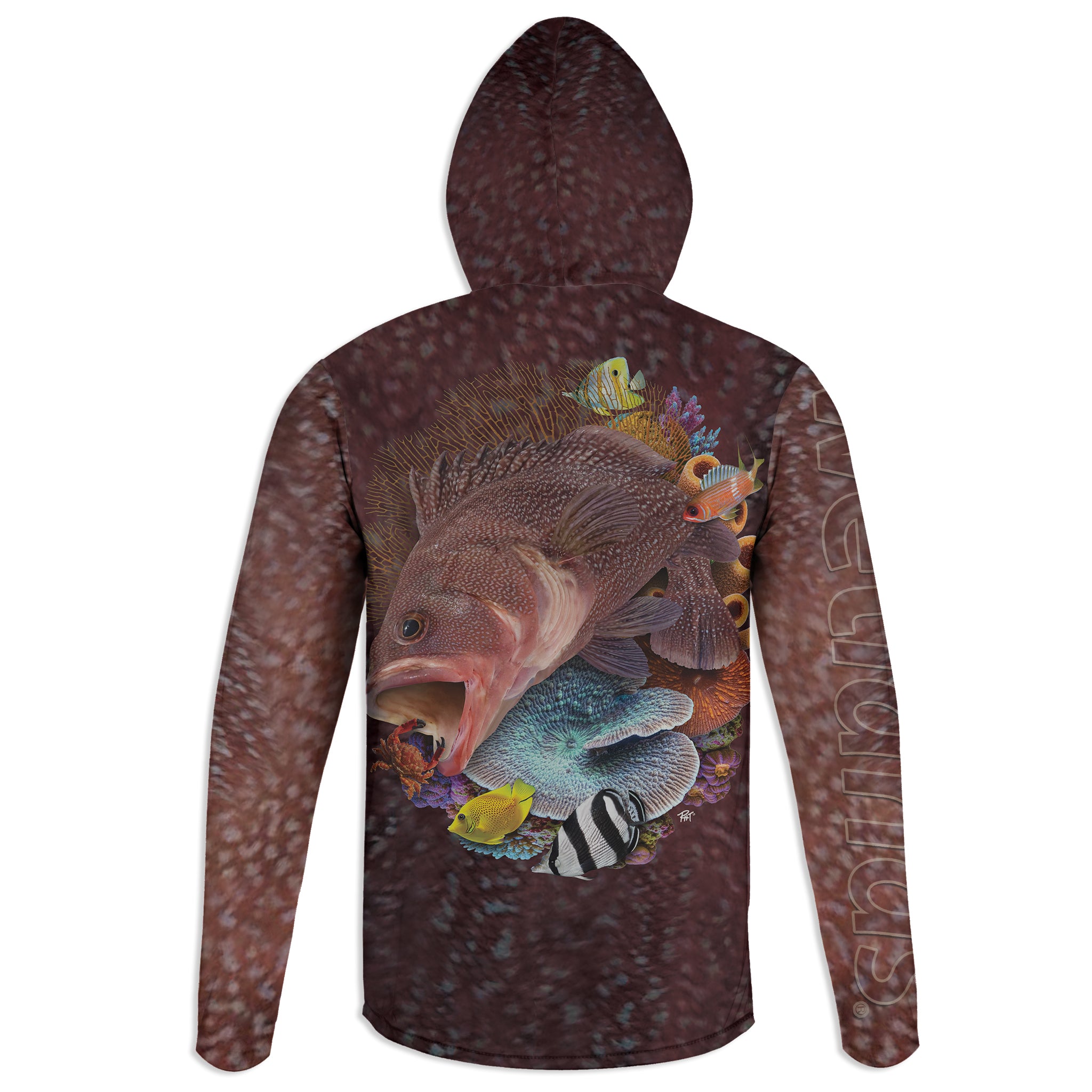 Kitty Mitchell - Unisex Long Sleeve Sun Proof Performance Fishing Top with built in Hoodie and Gaiter (short sleeve option also available)