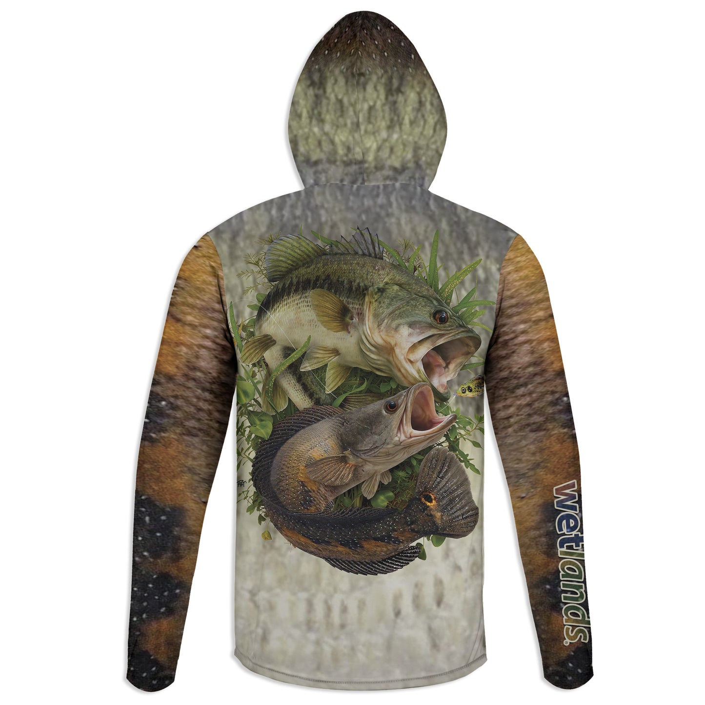 Largemouth and Snakehead - Unisex Long Sleeve Sun Proof Performance Fishing Top with built in Hoodie and Gaiter (short sleeve option also available)