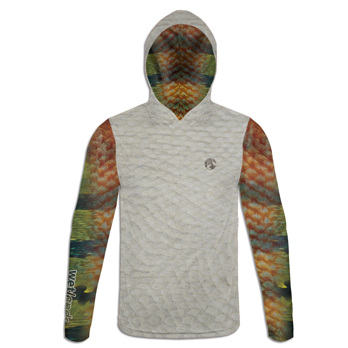 Mayan and Peacock - Unisex Long Sleeve Sun Proof Performance Fishing Top with built in Hoodie and Gaiter (short sleeve option also available)