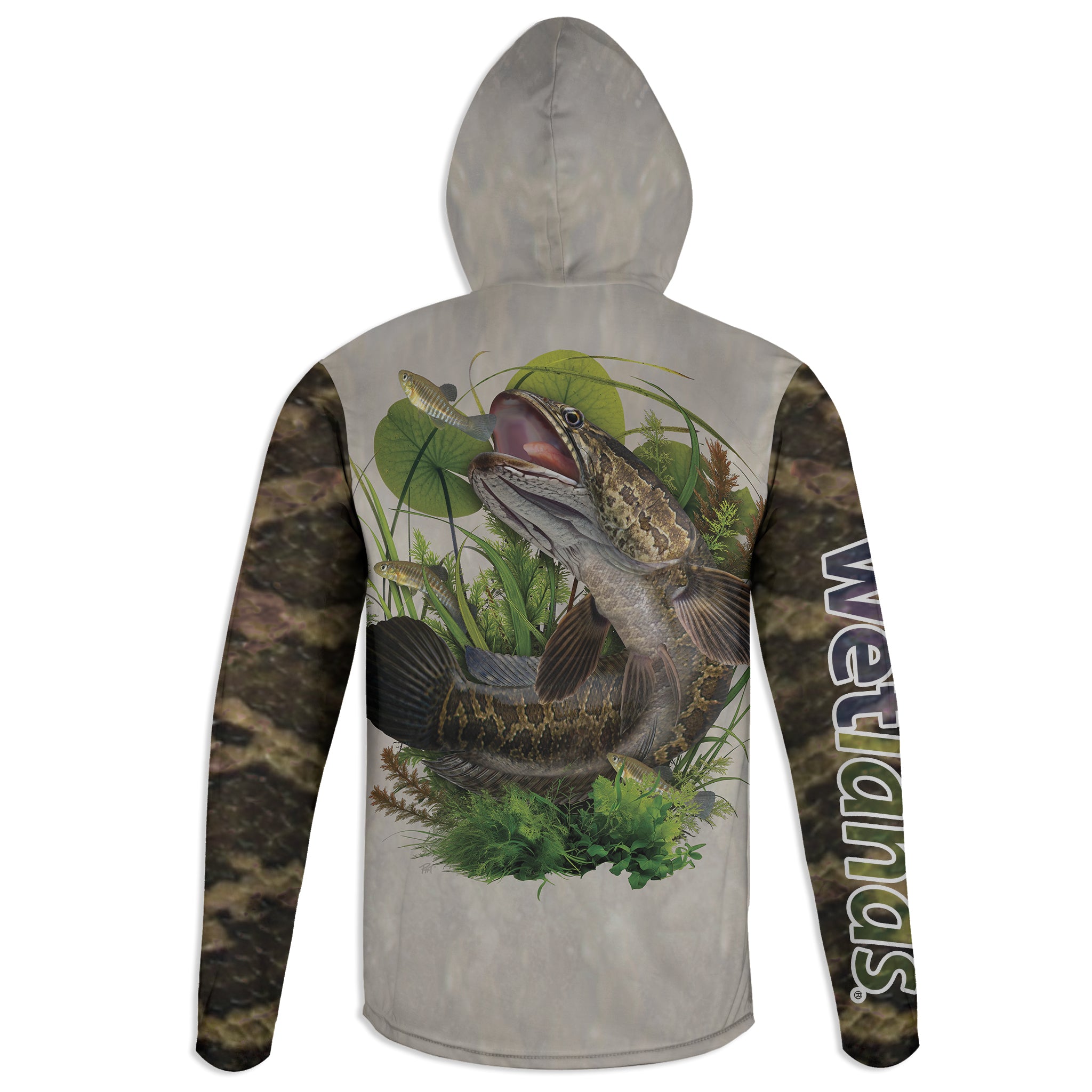 Snakehead and Killifish - Unisex Long Sleeve Sun Proof Performance Fishing Top with built in Hoodie and Gaiter (short sleeve option also available)