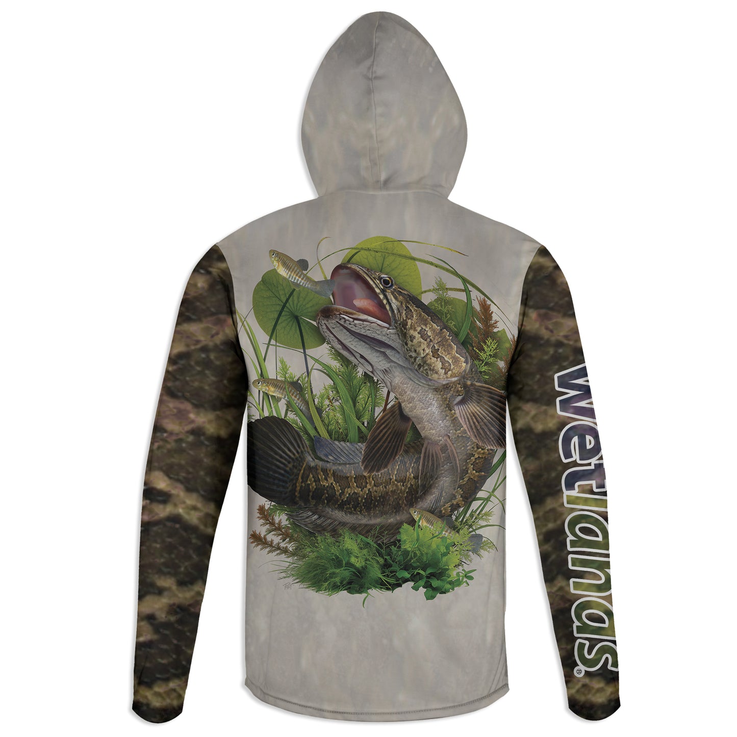 Snakehead and Killifish - Unisex Long Sleeve Sun Proof Performance Fishing Top with built in Hoodie and Gaiter (short sleeve option also available)