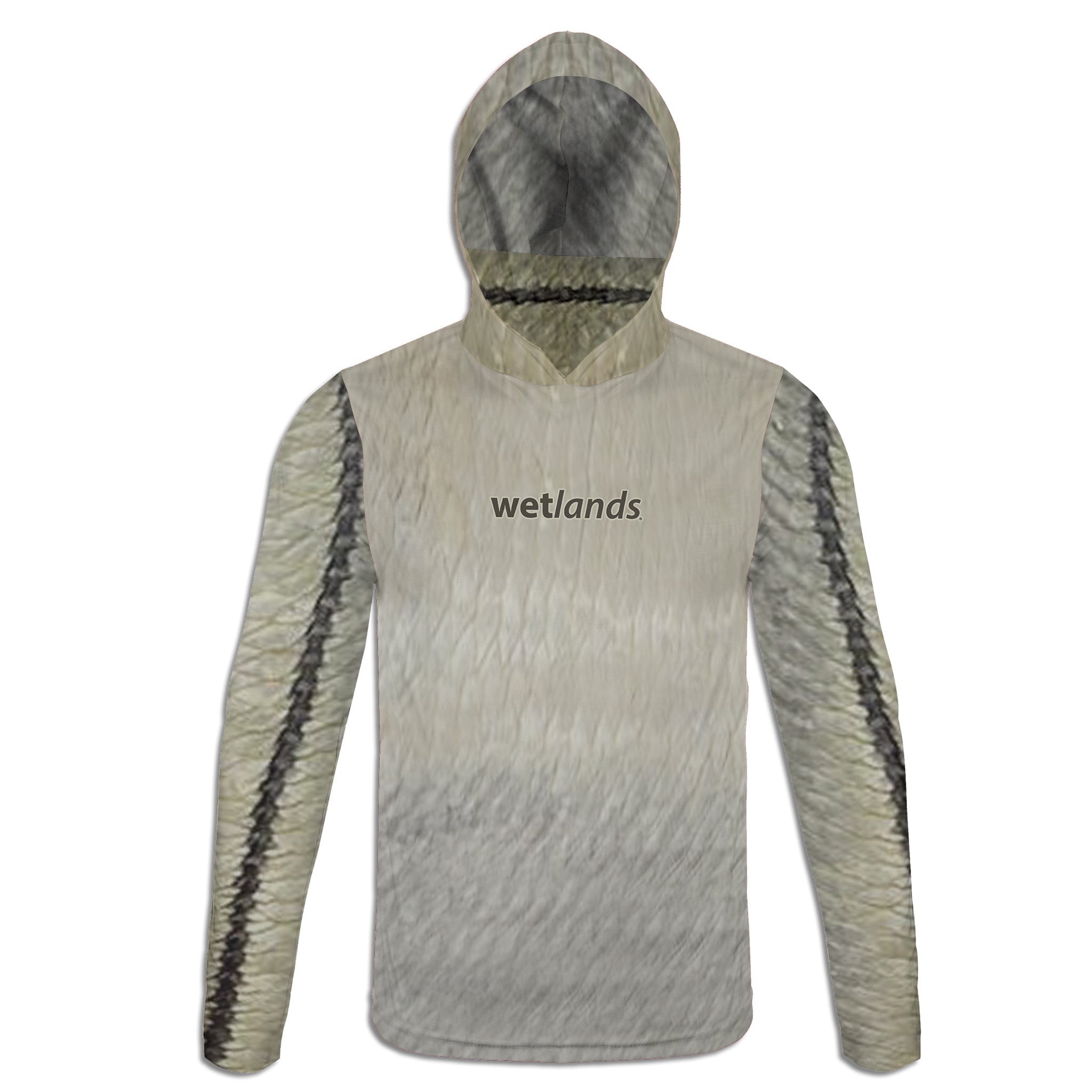 Snook and Pink Shrimp - Unisex Long Sleeve Sun Proof Performance Fishing Top with built in Hoodie and Gaiter (short sleeve option also available)