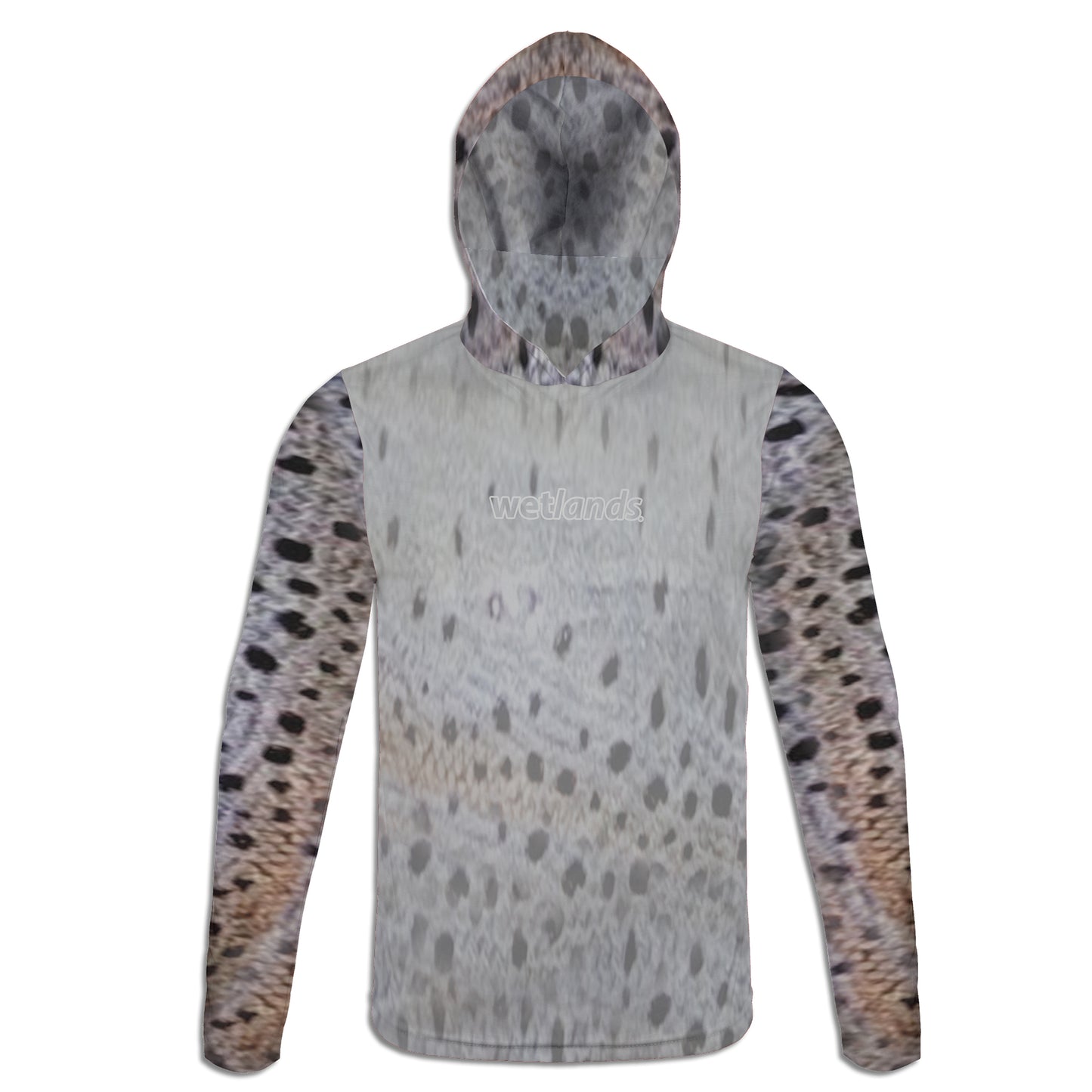 Speckled Sea Trout - Unisex Long Sleeve Sun Proof Performance Fishing Top with built in Hoodie and Gaiter (short sleeve option also available)