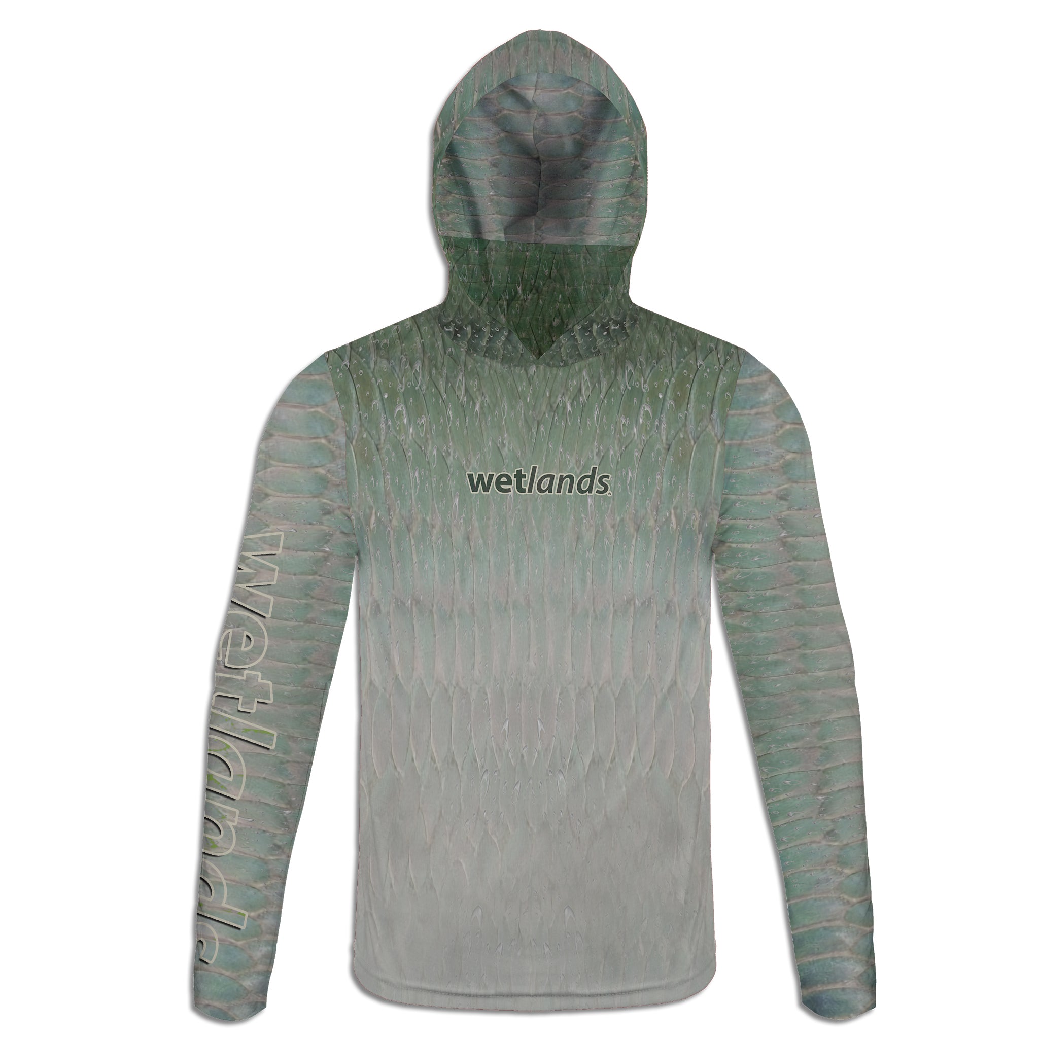 Tarpon on Fly - Unisex Long Sleeve Sun Proof Performance Fishing Top with built in Hoodie and Gaiter (short sleeve option also available)