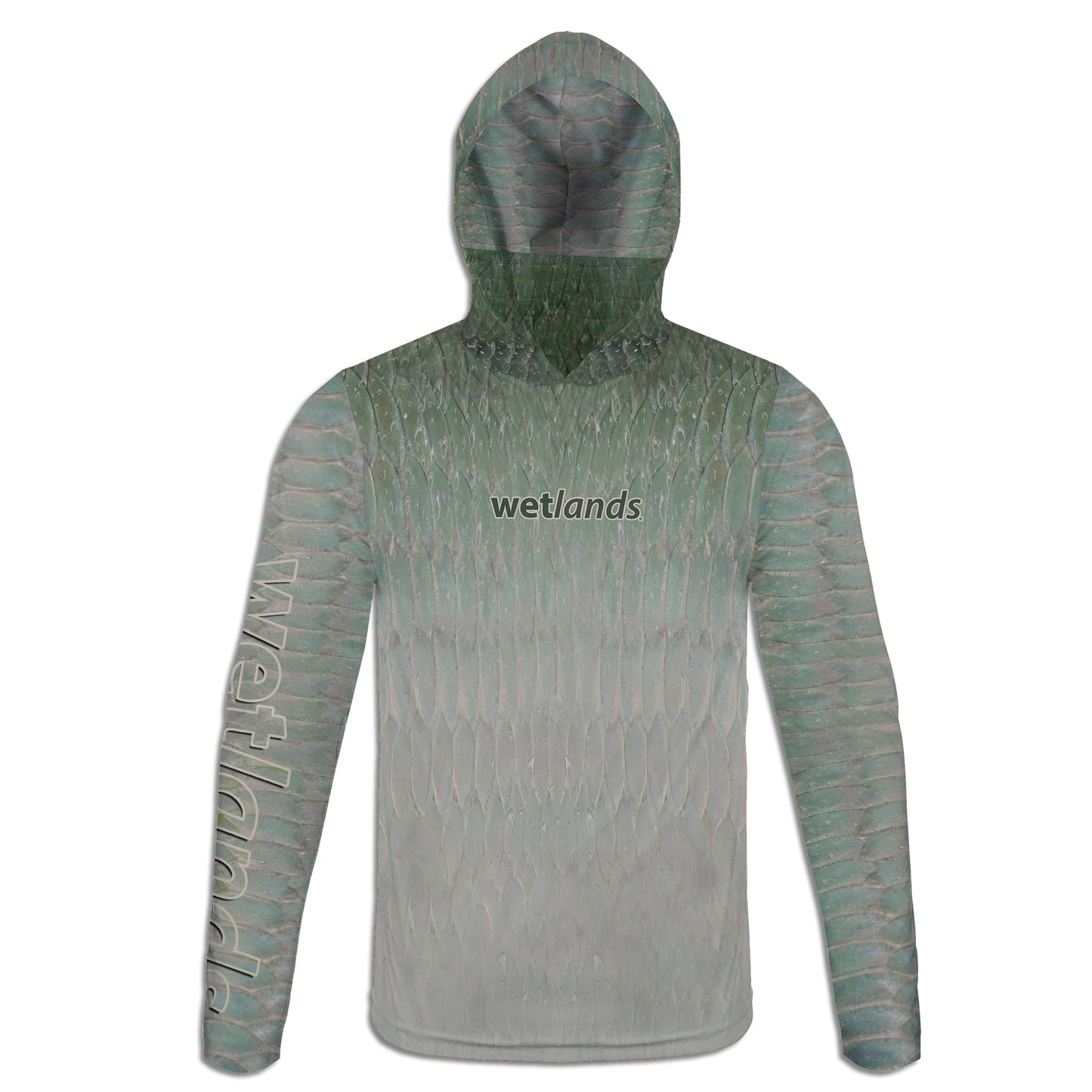 Tarpon on Fly - Unisex Long Sleeve Sun Proof Performance Fishing Top with built in Hoodie and Gaiter (short sleeve option also available)