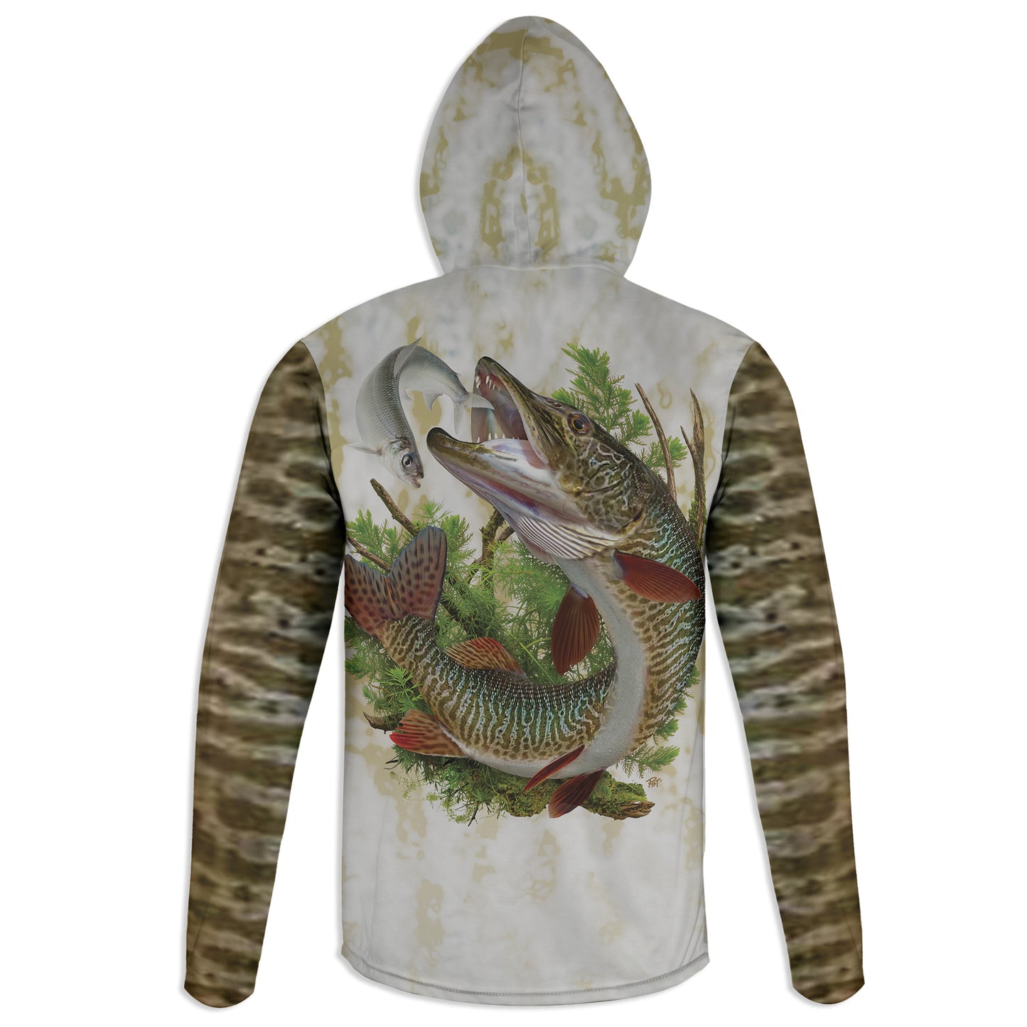 Tiger Musky and Cisco - Unisex Long Sleeve Sun Proof Performance Fishing Top with built in Hoodie and Gaiter (short sleeve option also available)