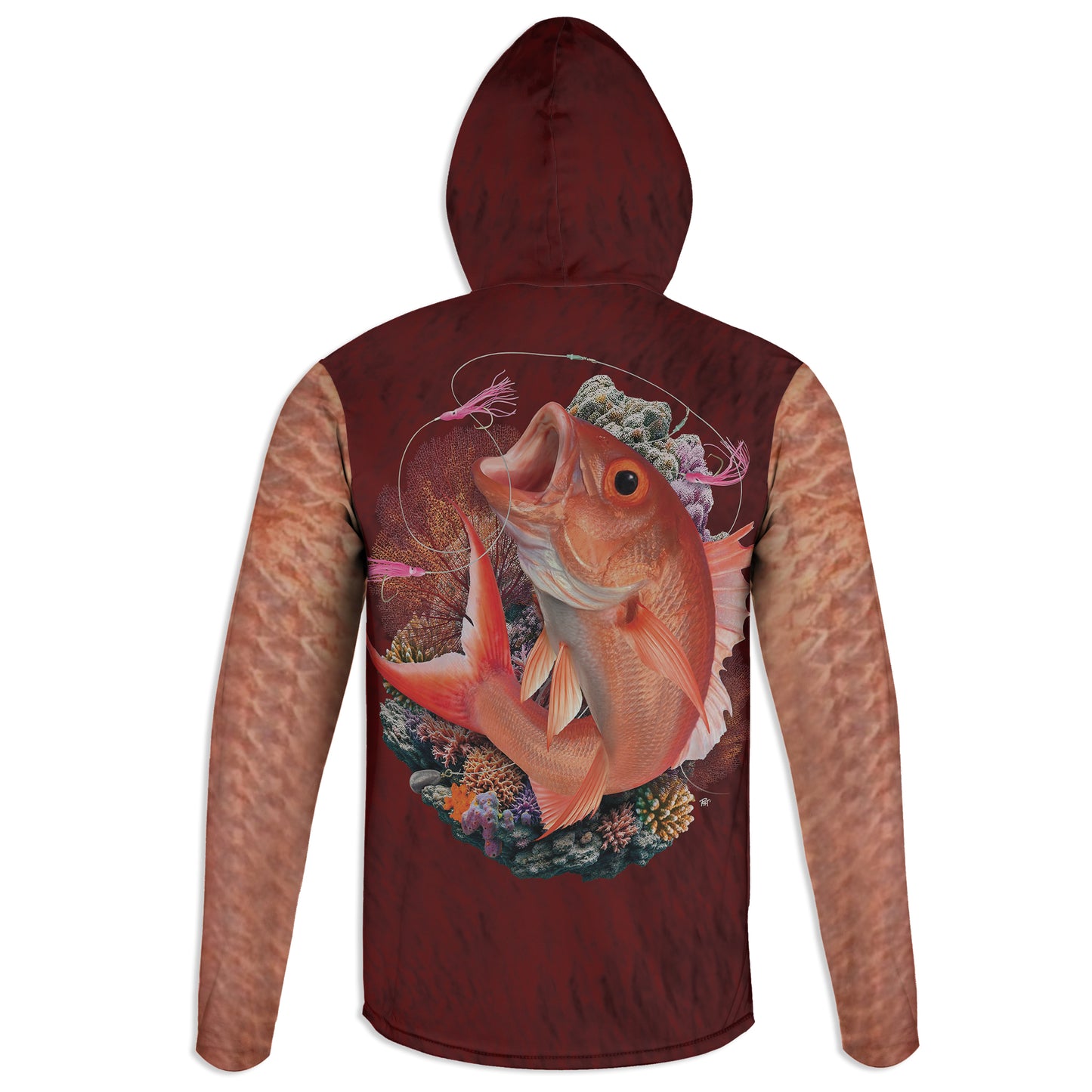 Queen Snapper - Unisex Long Sleeve Sun Proof Performance Fishing Top with built in Hoodie and Gaiter (short sleeve option also available)