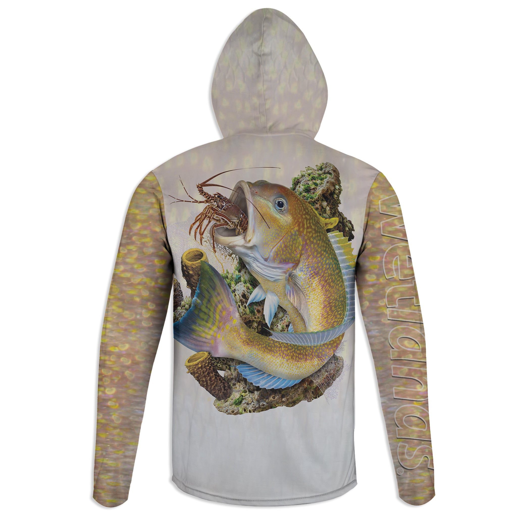 Golden Tilefish - Unisex Long Sleeve Sun Proof Performance Fishing Top with built in Hoodie and Gaiter (short sleeve option also available)