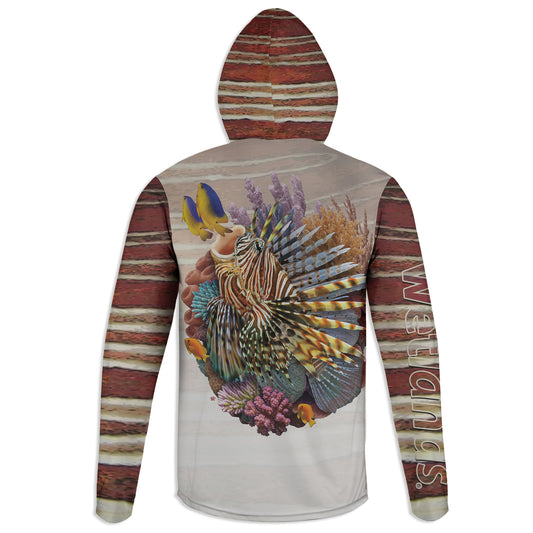 Lionfish and Damsels - Unisex Long Sleeve Sun Proof Performance Fishing Top with built in Hoodie and Gaiter (short sleeve option also available)