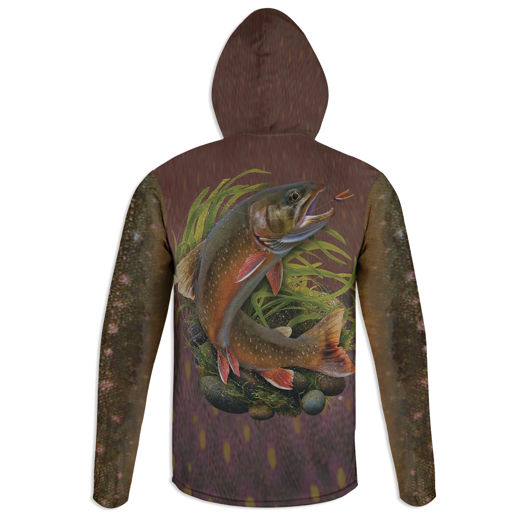 Dolly Varden - Unisex Long Sleeve Sun Proof Performance Fishing Top with built in Hoodie and Gaiter (short sleeve option also available)