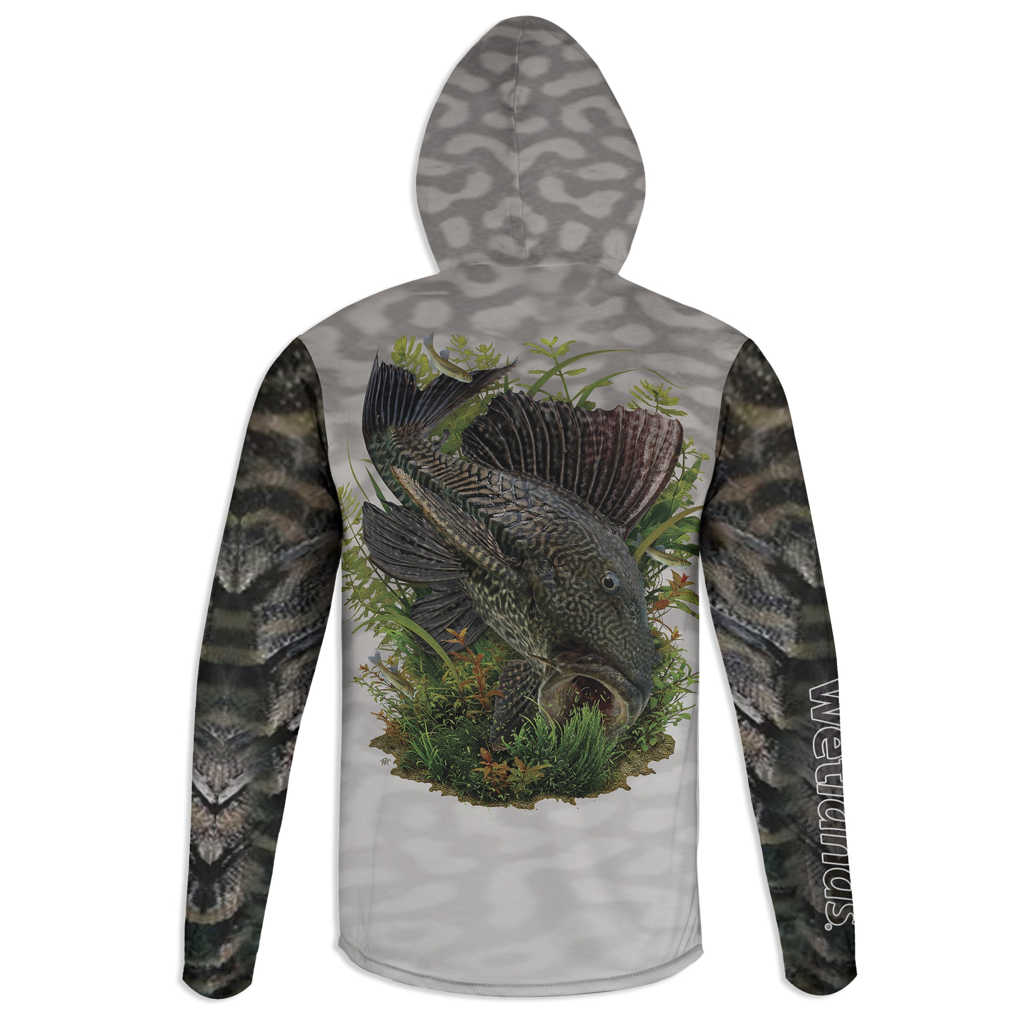 Armored Catfish - Unisex Long Sleeve Sun Proof Performance Fishing Top with built in Hoodie and Gaiter (short sleeve option also available)