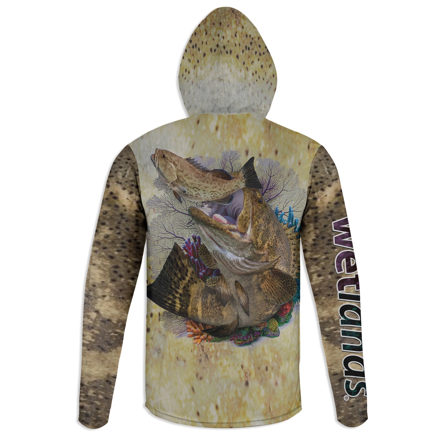 Goliath Grouper - Unisex Long Sleeve Sun Proof Performance Fishing Top with built in Hoodie and Gaiter (short sleeve option also available)