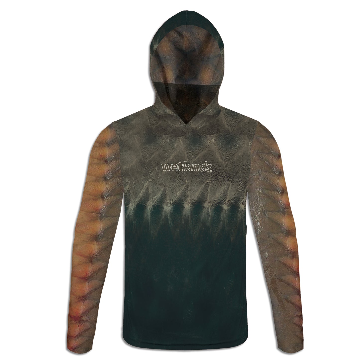 Shortnose Sturgeon - Unisex Long Sleeve Sun Proof Performance Fishing Top with built in Hoodie and Gaiter (short sleeve option also available)