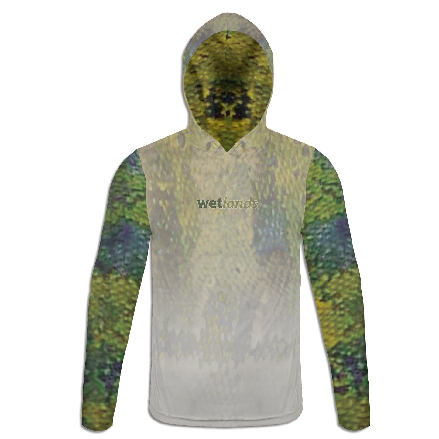 Peacock and Swamp Eel - Unisex Long Sleeve Sun Proof Performance Fishing Top with built in Hoodie and Gaiter (short sleeve option also available)