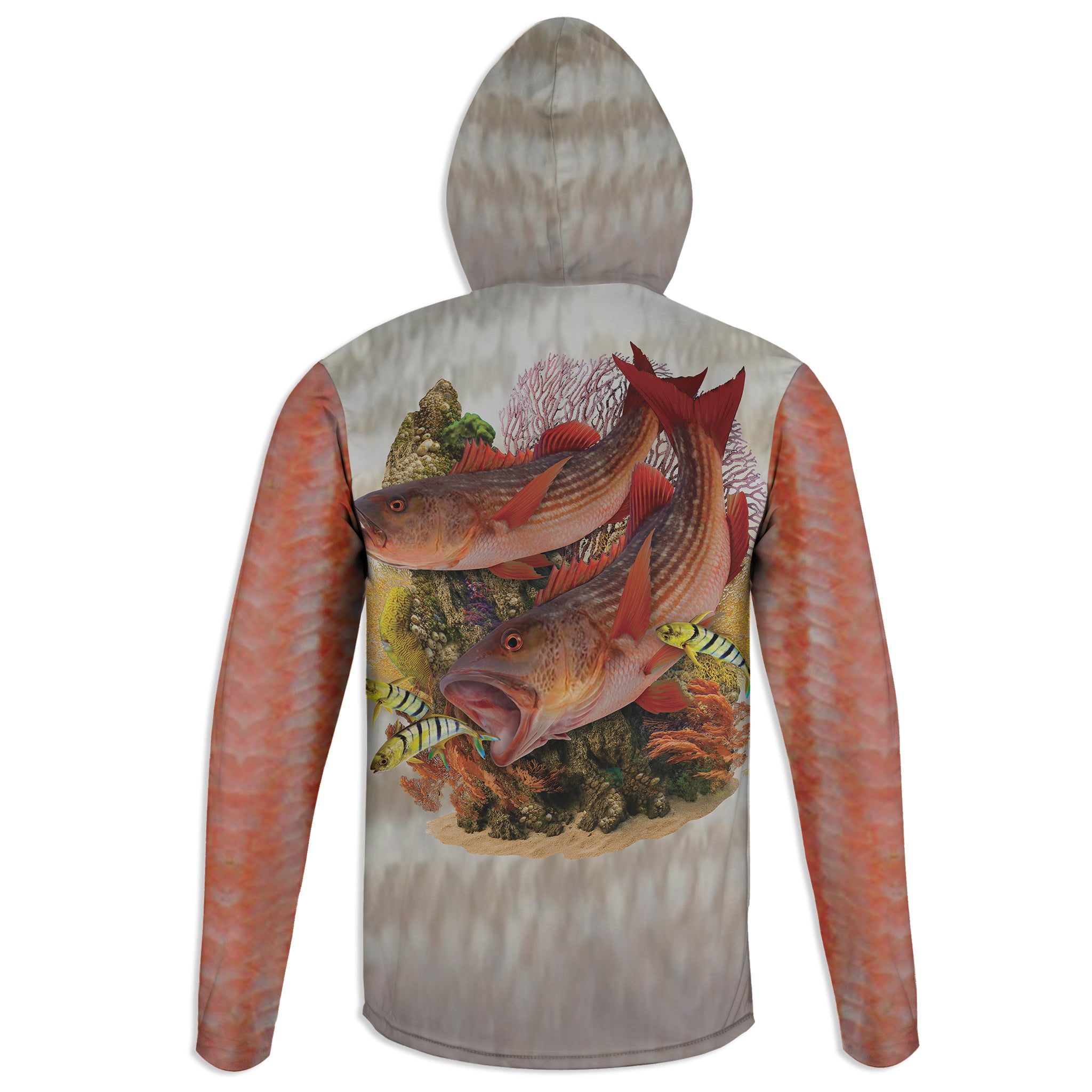 Mullet Snappers - Unisex Long Sleeve Sun Proof Performance Fishing Top with built in Hoodie and Gaiter (short sleeve option also available)