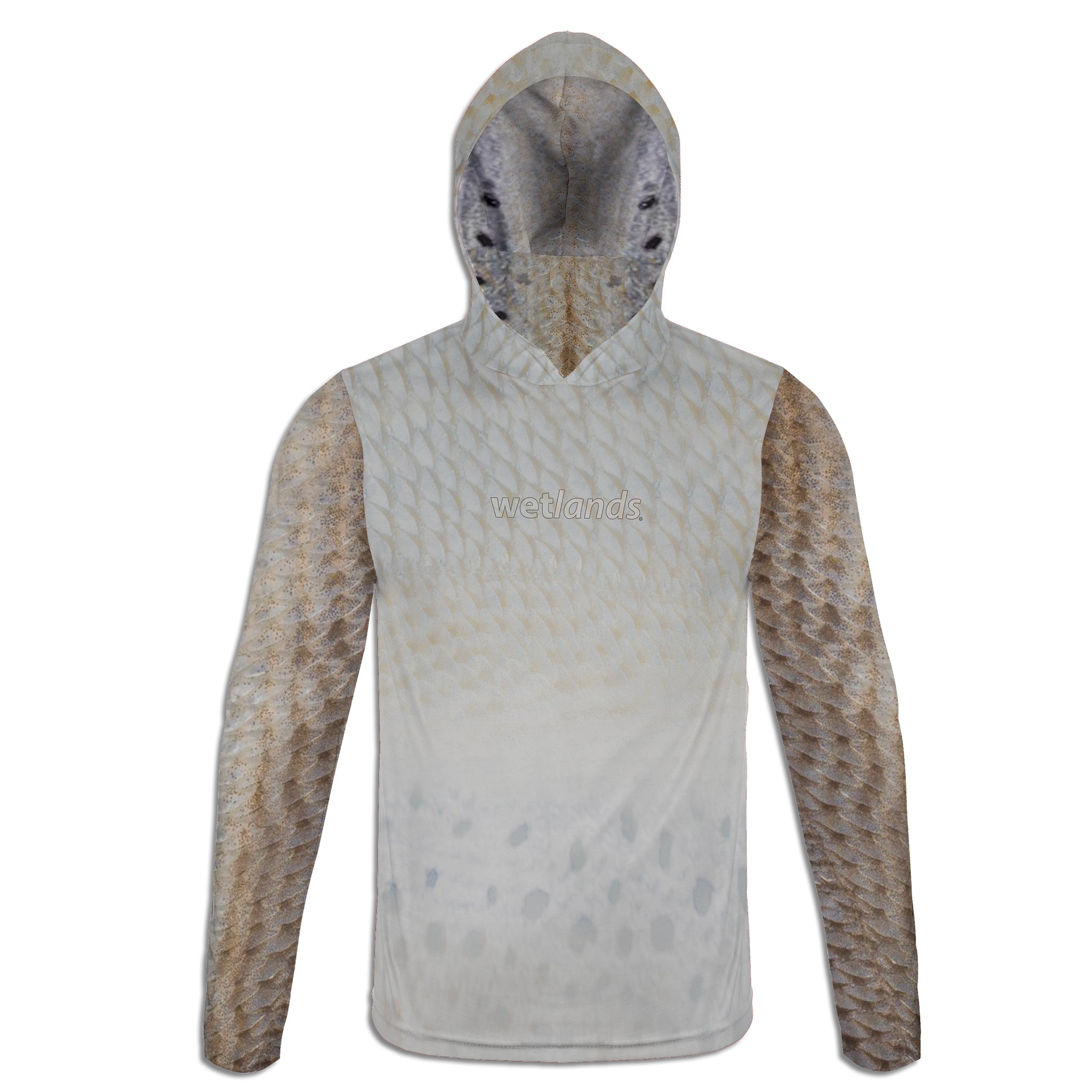 Redfish and Spec - Unisex Long Sleeve Sun Proof Performance Fishing Top with built in Hoodie and Gaiter (short sleeve option also available)