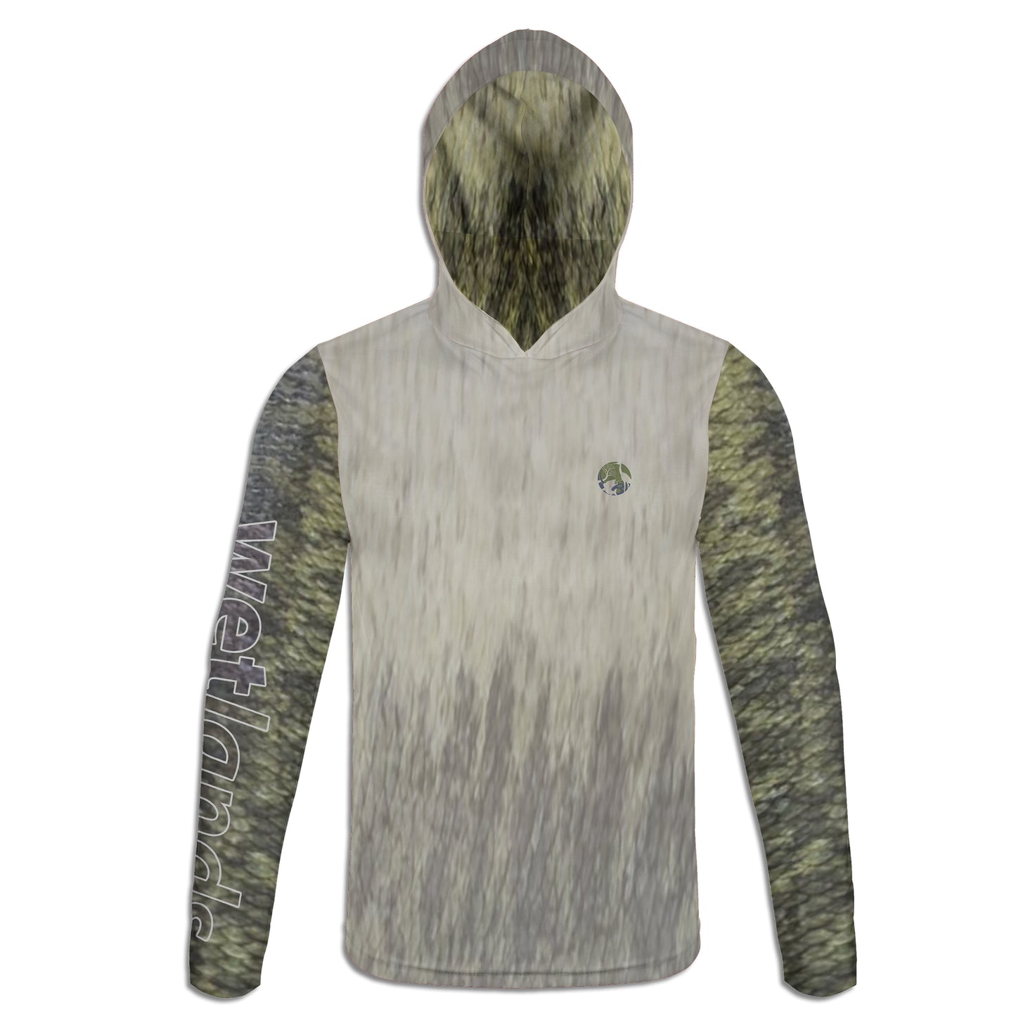 Bass and Water Snake - Unisex Long Sleeve Sun Proof Performance Fishing Top with built in Hoodie and Gaiter (short sleeve option also available)