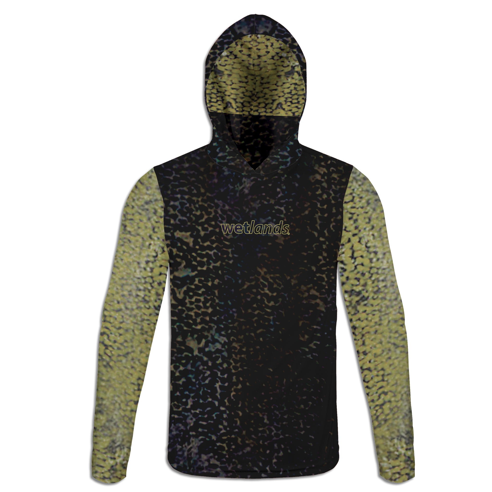 Veiled Chameleon and Peacock - Unisex Long Sleeve Sun Proof Performance Fishing Top with built in Hoodie and Gaiter (short sleeve option also available)