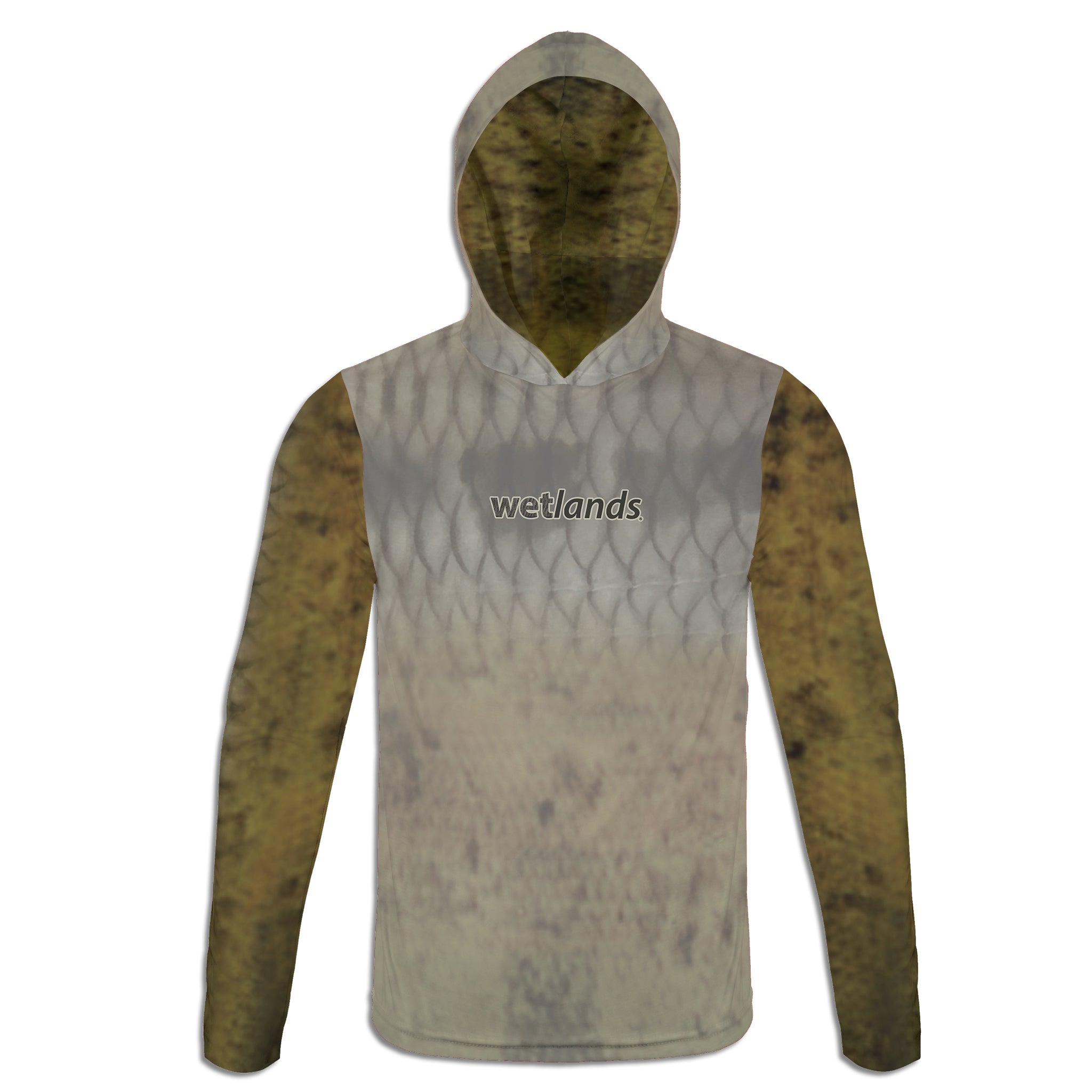 Peacock and Black Acara - Unisex Long Sleeve Sun Proof Performance Fishing Top with built in Hoodie and Gaiter (short sleeve option also available)
