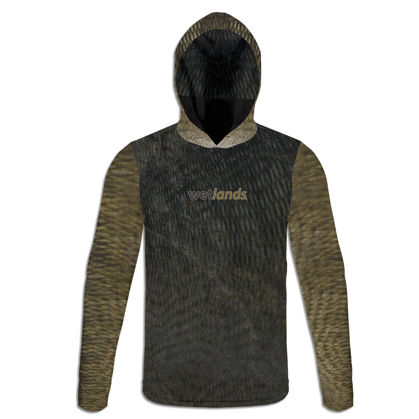 Shoal Bass - Unisex Long Sleeve Sun Proof Performance Fishing Top with built in Hoodie and Gaiter (short sleeve option also available)