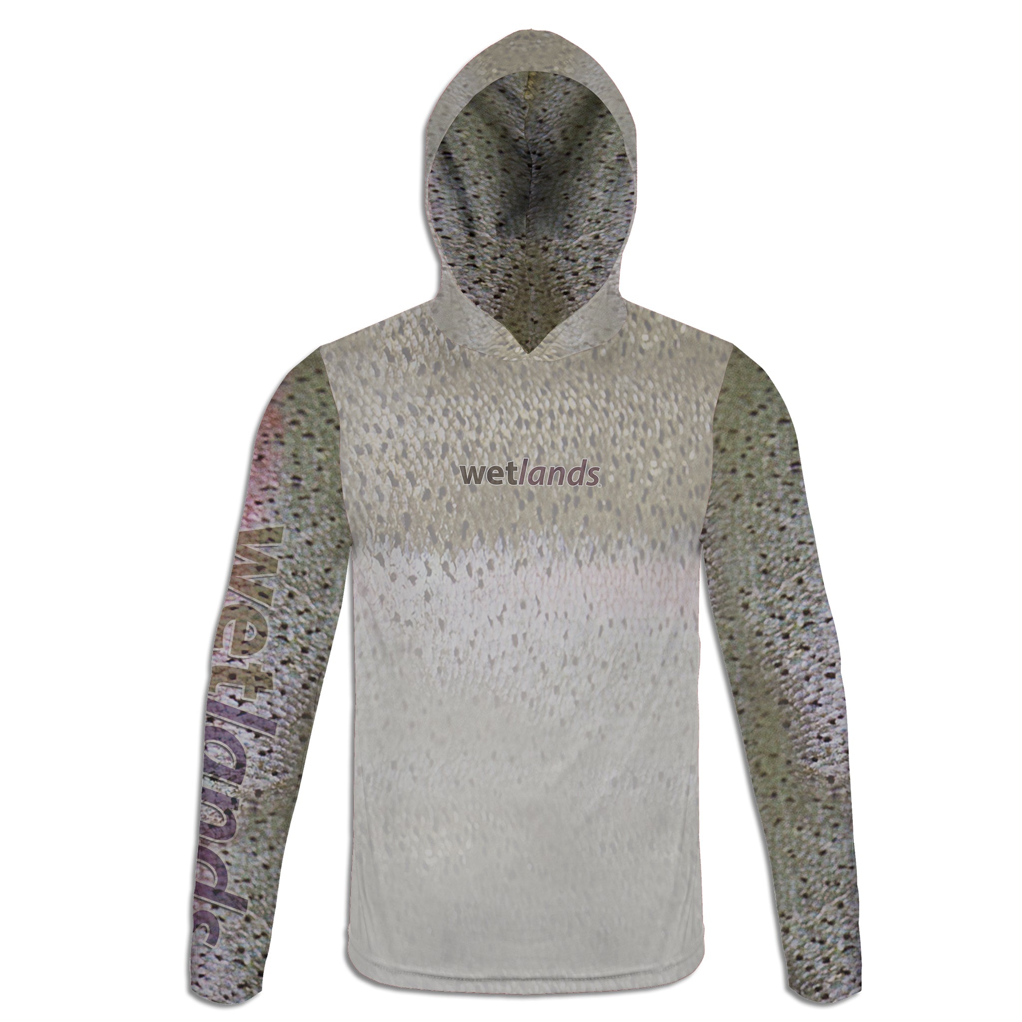 Rainbow Trout - Unisex Long Sleeve Sun Proof Performance Fishing Top with built in Hoodie and Gaiter (short sleeve option also available)