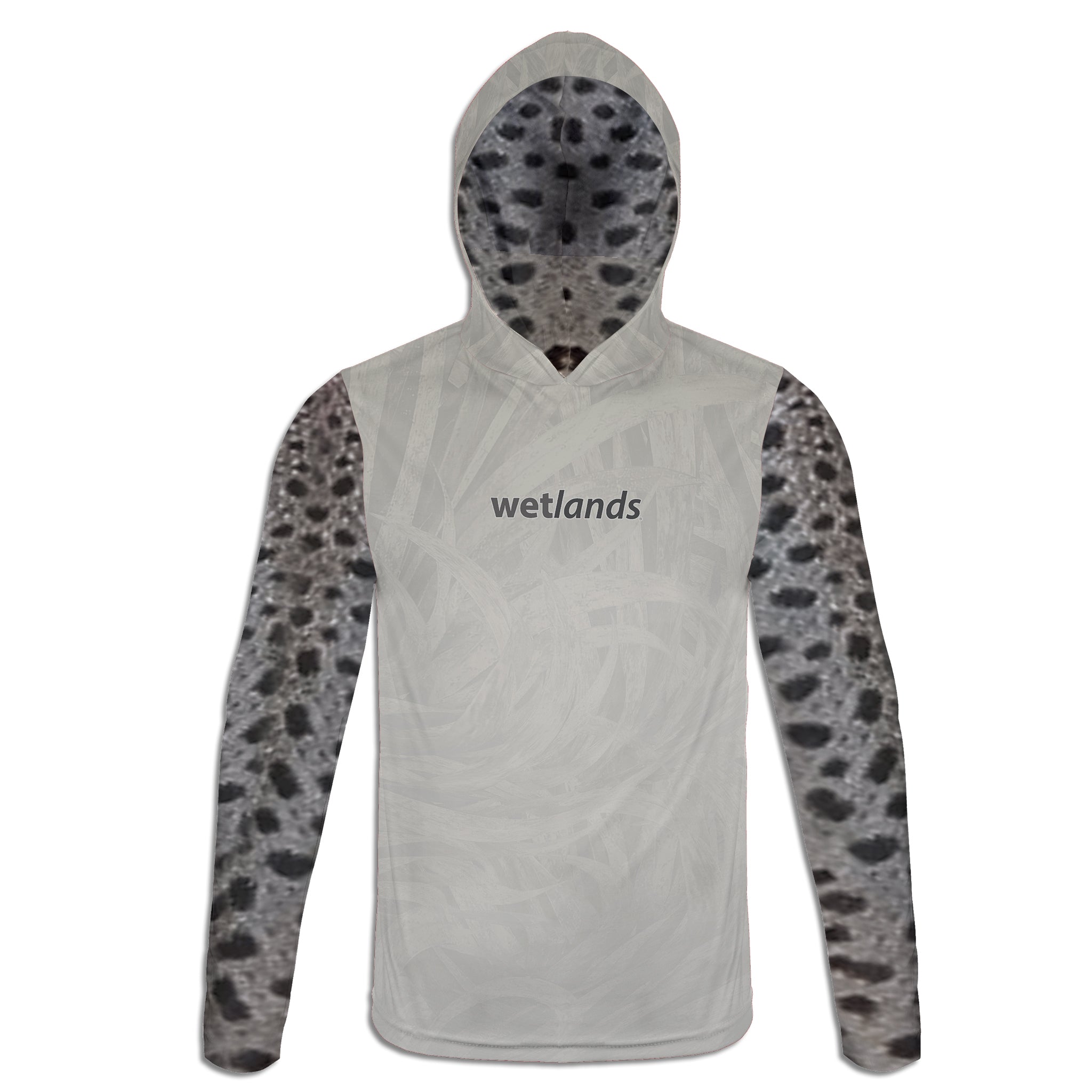 Spec on Shrimp - Unisex Long Sleeve Sun Proof Performance Fishing Top with built in Hoodie and Gaiter (short sleeve option also available)