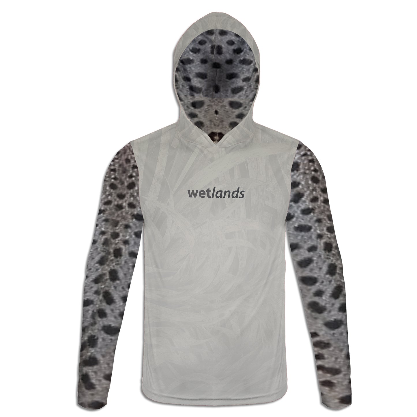 Spec on Shrimp - Unisex Long Sleeve Sun Proof Performance Fishing Top with built in Hoodie and Gaiter (short sleeve option also available)