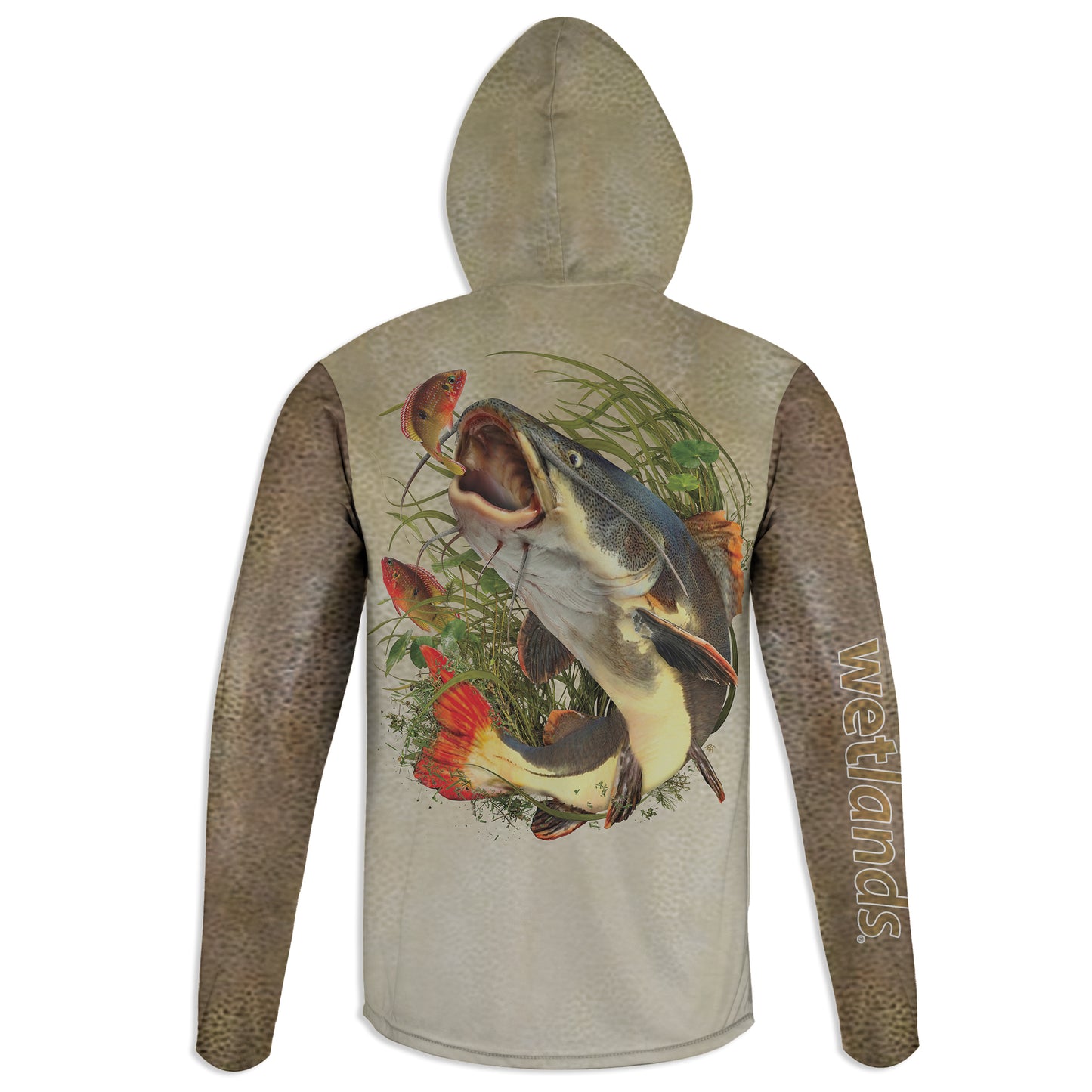 RedTail Catfish - Unisex Long Sleeve Sun Proof Performance Fishing Top with built in Hoodie and Gaiter (short sleeve option also available)