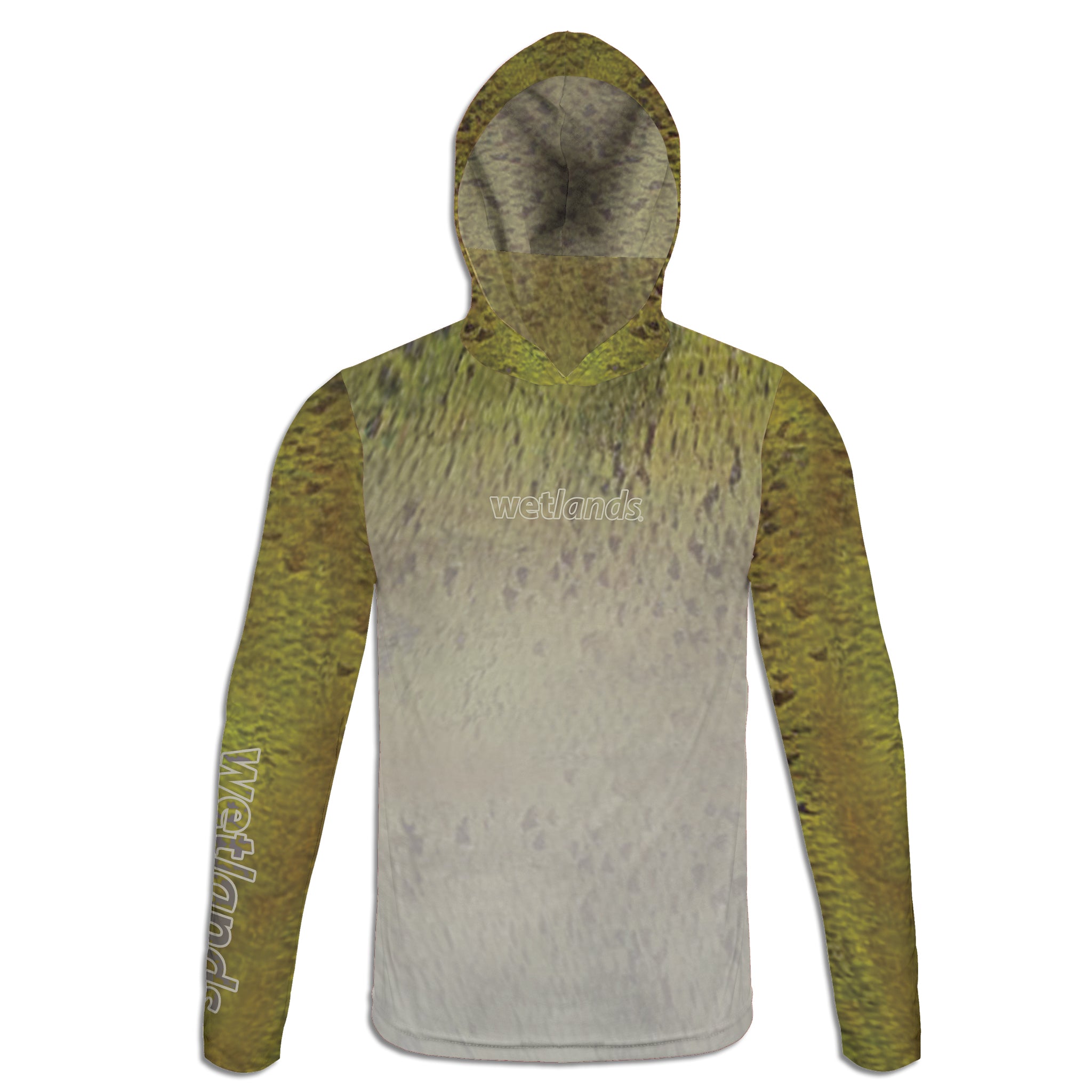 Peacock and Bluegill - Unisex Long Sleeve Sun Proof Performance Fishing Top with built in Hoodie and Gaiter (short sleeve option also available)